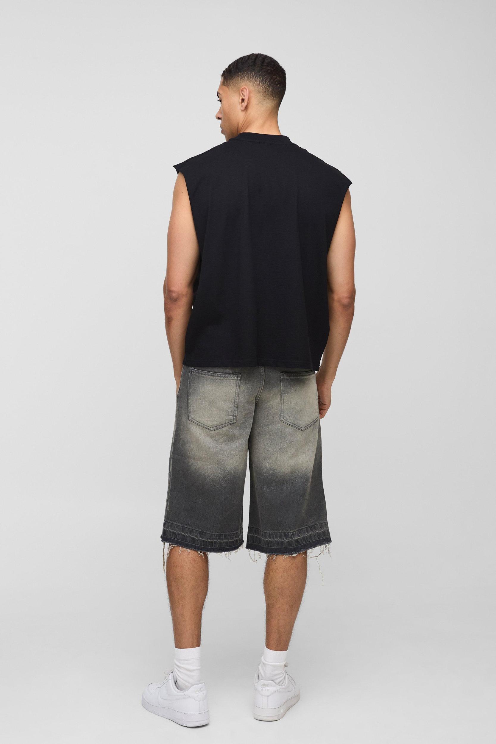 Oversized Boxy Extended Neck Official Eagle Graphic Tank | boohooMAN USA Product Image
