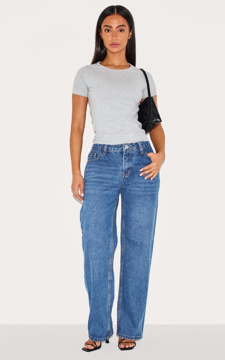 Petite Grey Marl Premium Cotton Cap Sleeve T-shirt Product Image