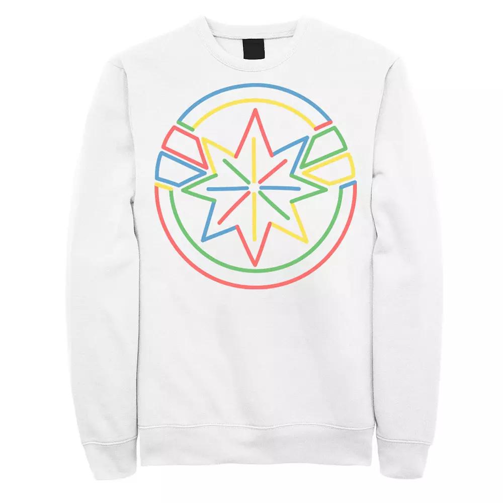 Men's Marvel Captain Marvel Colorful Line Art Logo Sweatshirt,  Product Image