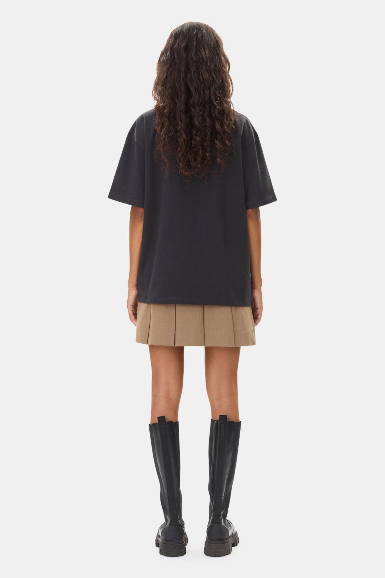 Black Heavy Cotton Drop Shoulder Fringe T-shirt Product Image