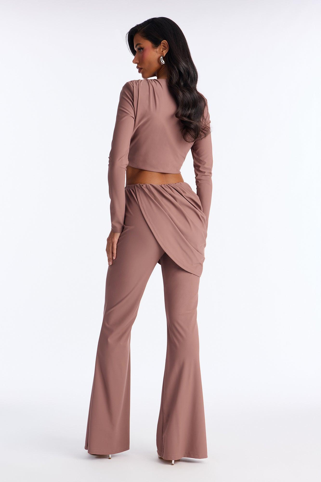 Azira Ruched Pant Set - Mocha Female Product Image