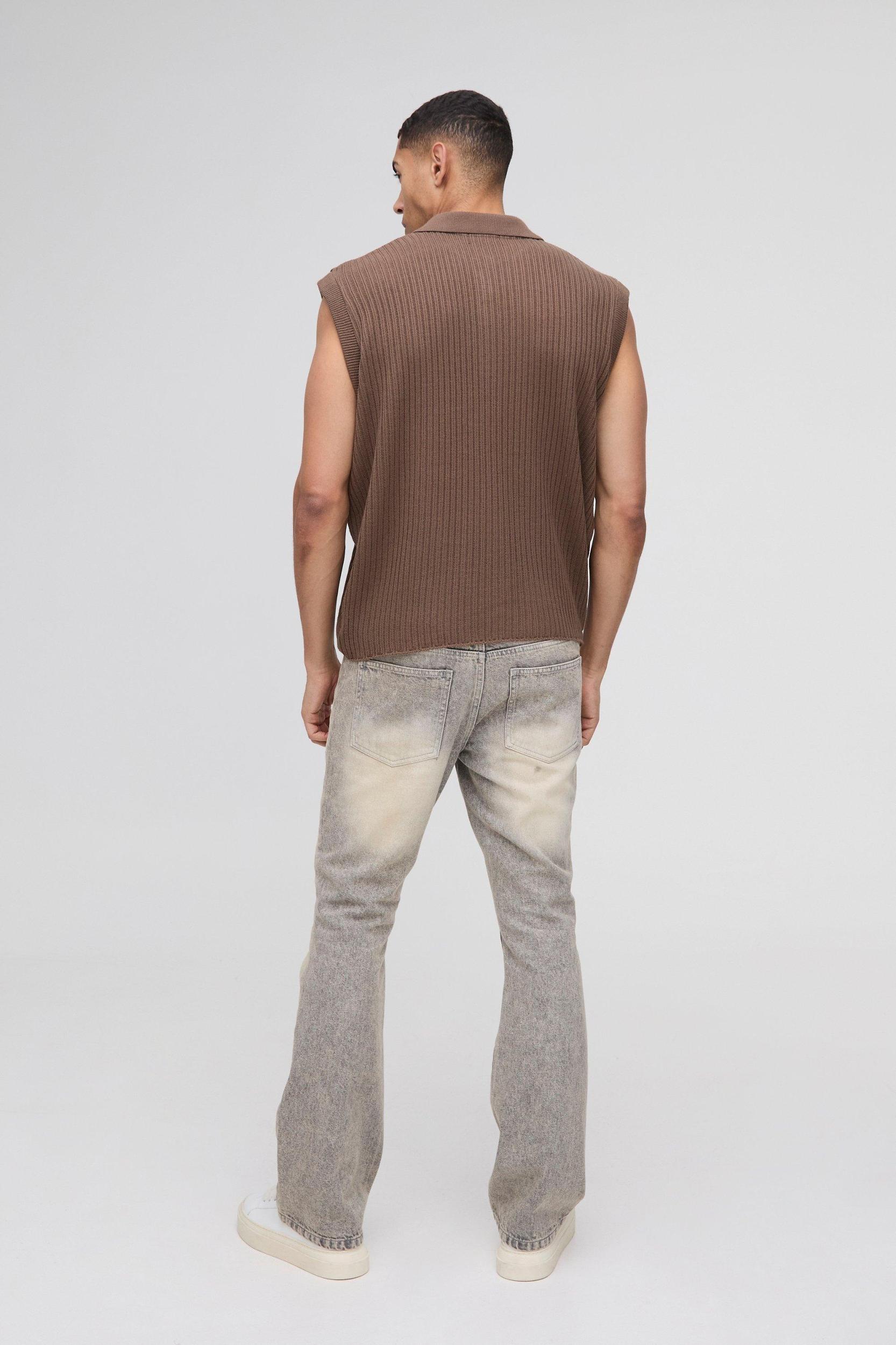 Oversized Boxy Collared Knitted Undershirt | boohooMAN USA Product Image