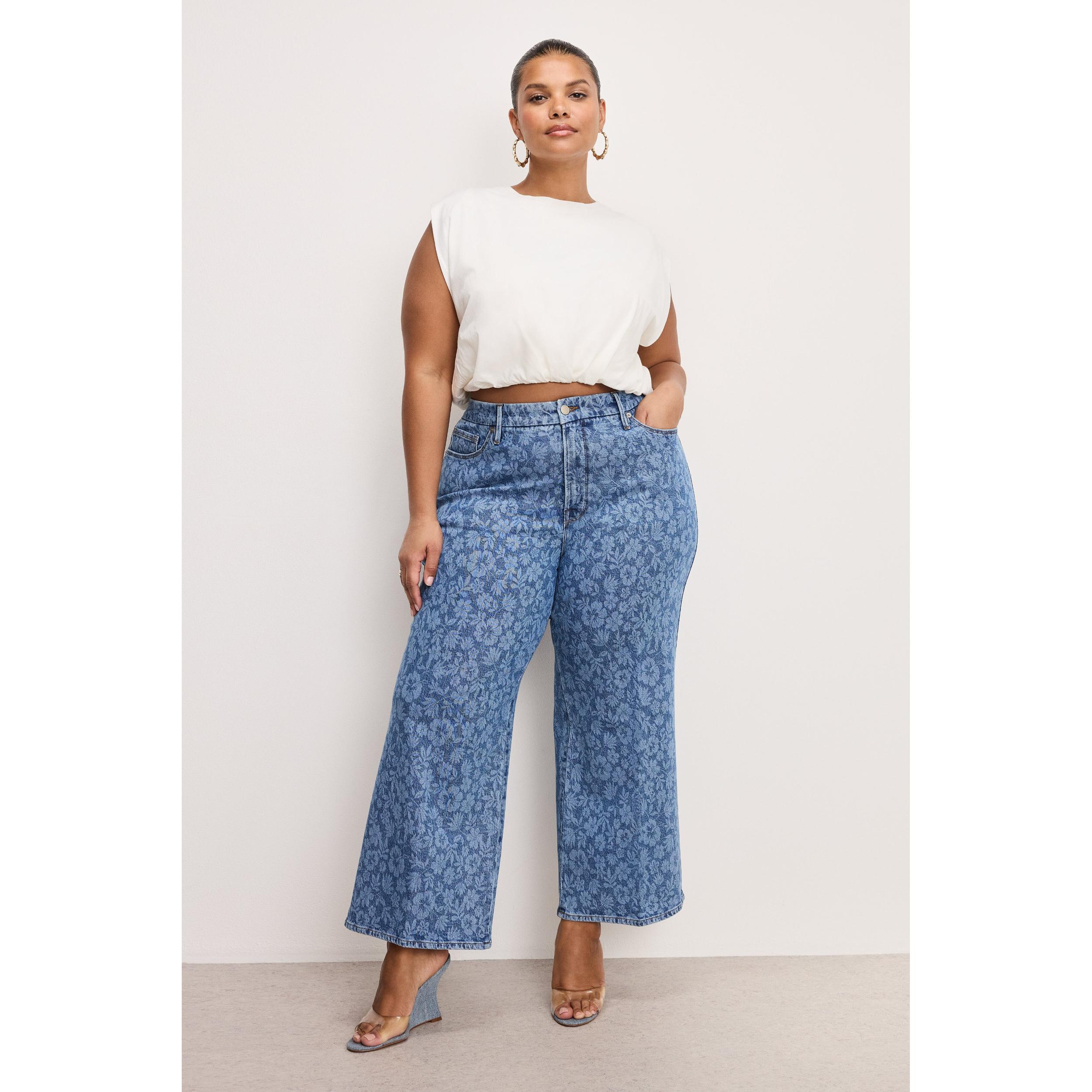 Womens Good Waist High-Rise Cropped Palazzo Jeans Product Image