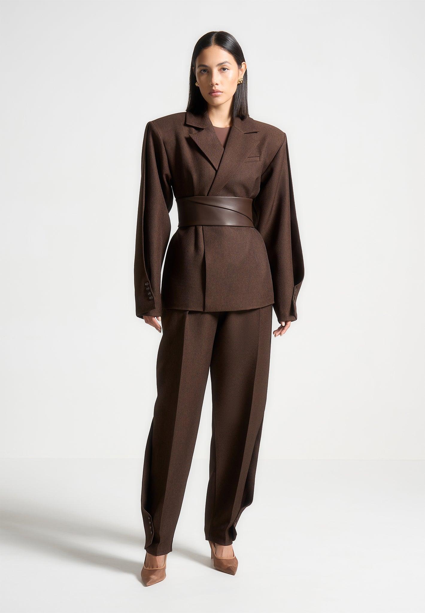 Sophie - Twist Leg Tailored Trousers - Brown Female Product Image