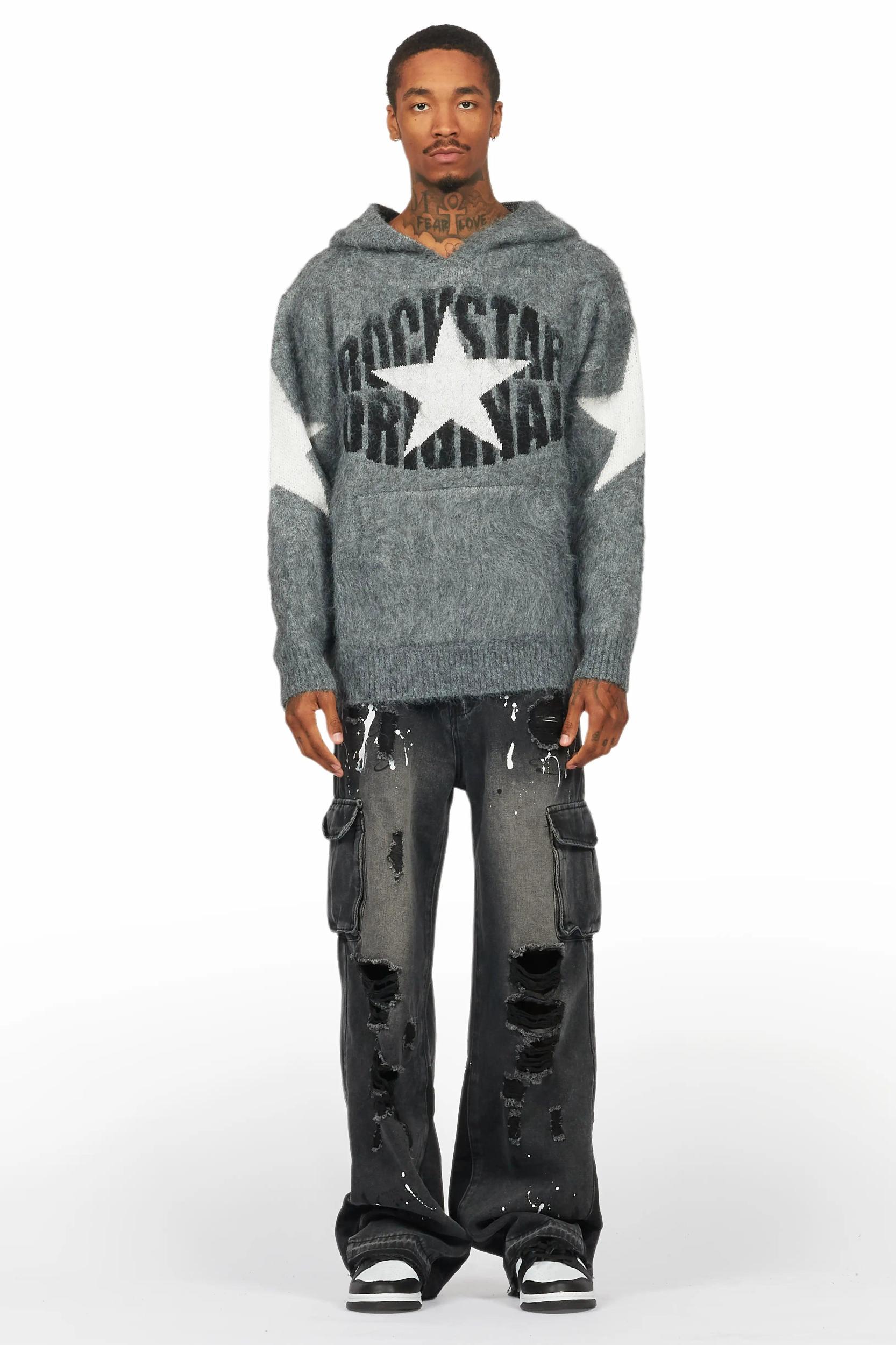 States Grey Mohair Hoodie/Baggy Fit Jean Bundle Male Product Image