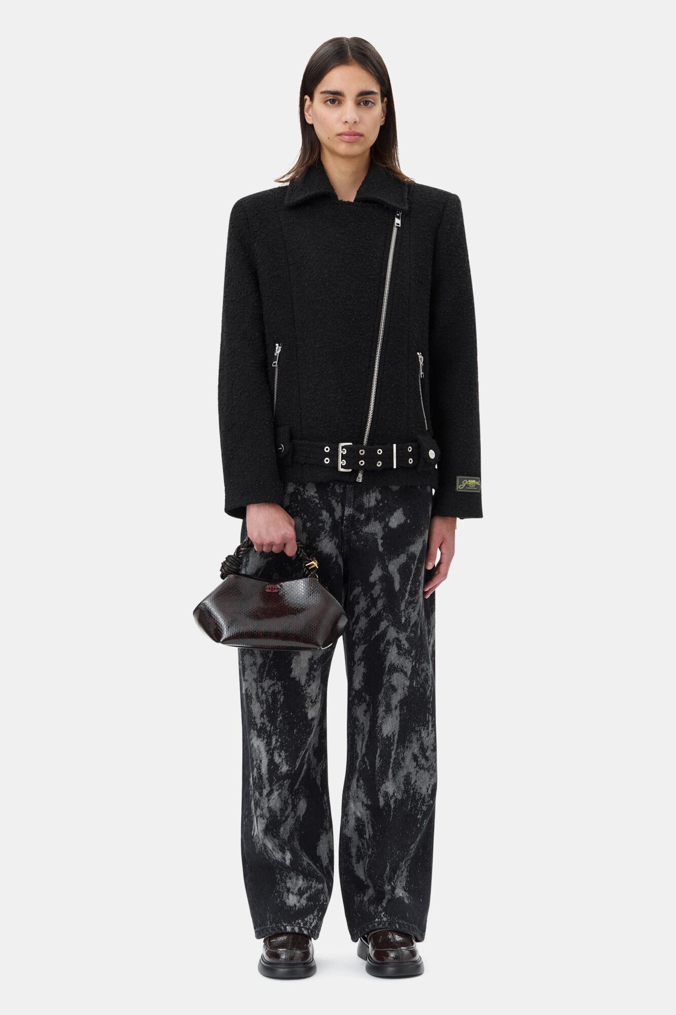 Black Textured Boucle Wool Jacket Product Image