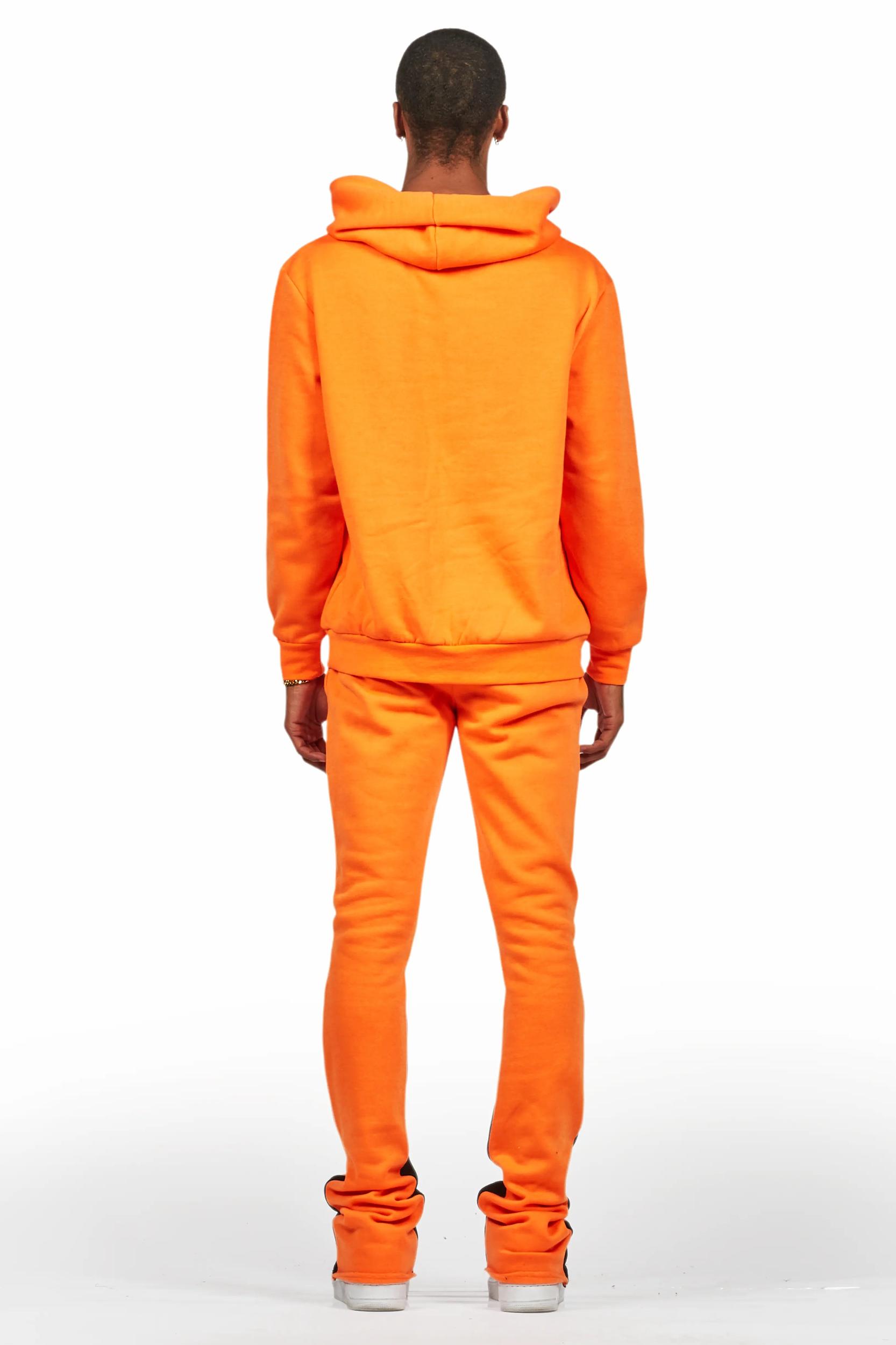 States Orange Hoodie Stacked Flare Track Set Male Product Image