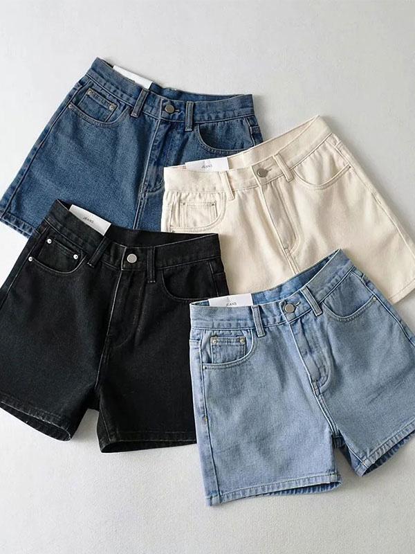 Basic Washed Denim Shorts Product Image