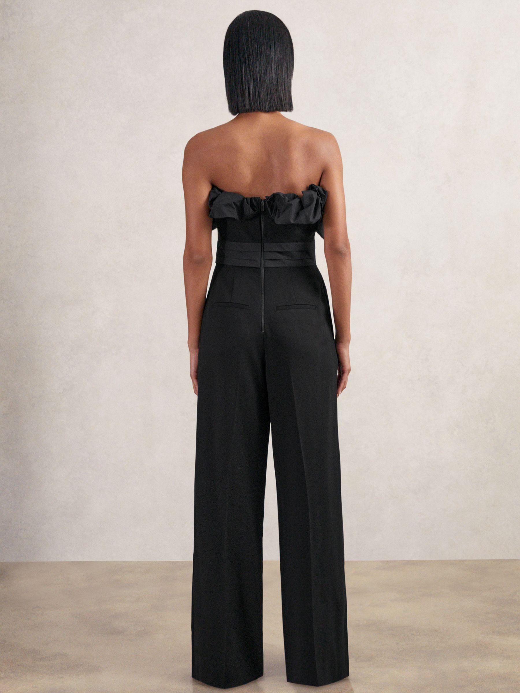 Sculptural Strapless Wide-Leg Jumpsuit in Black Product Image