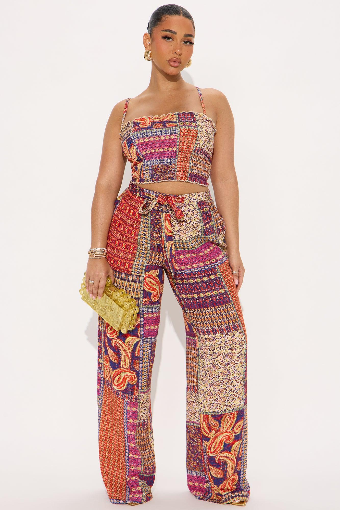 Alana Paisley Pant Set - Plum/Multi Product Image