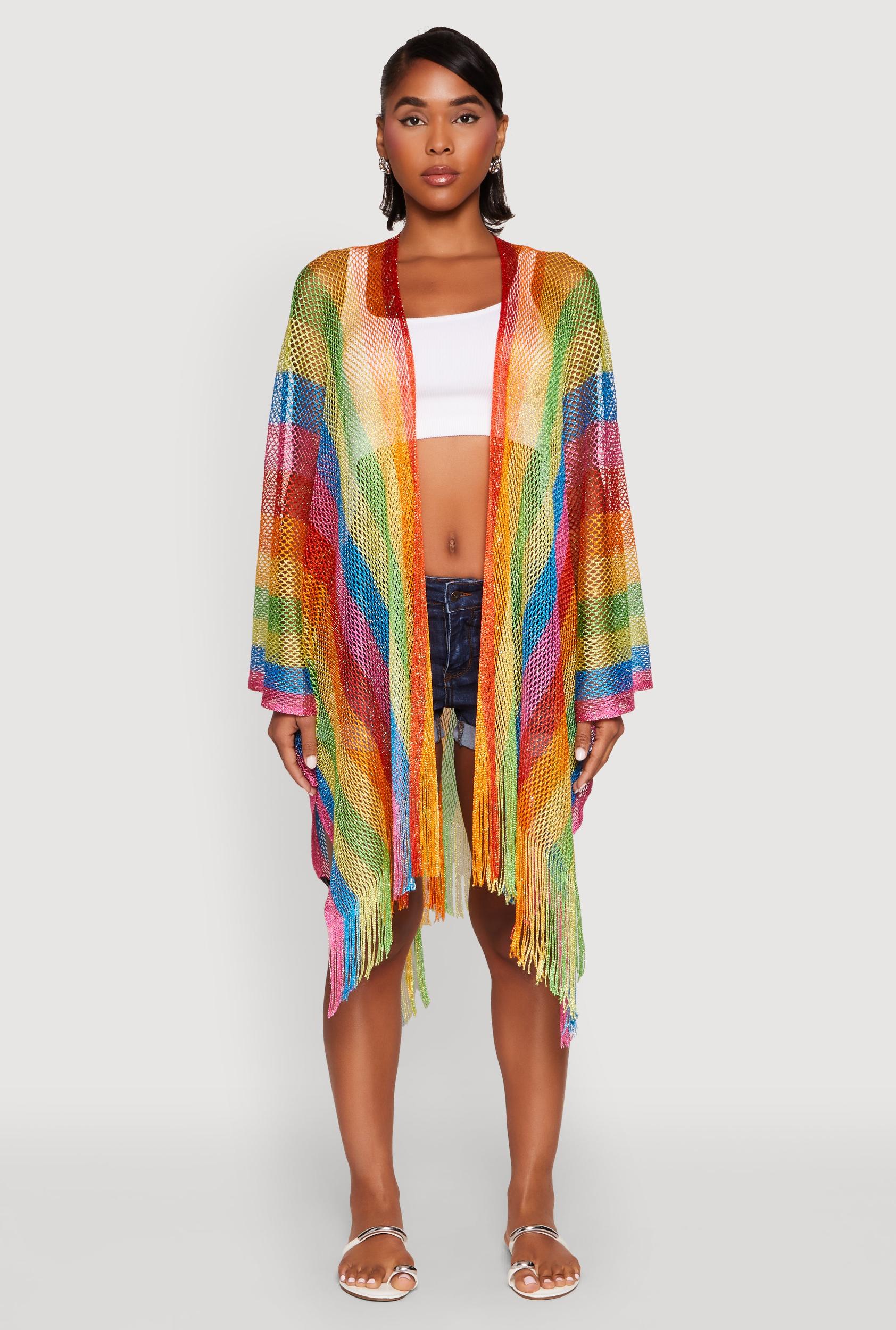 Rainbow Stripe Cover Up Kimono Female Product Image