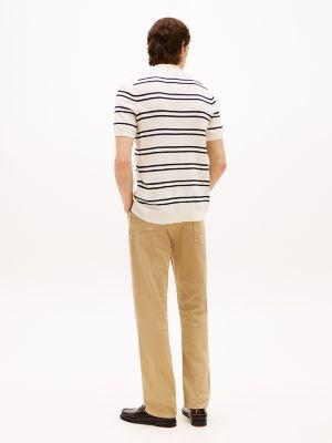 Regular Fit Open-Neck Stripe Knit Polo Product Image