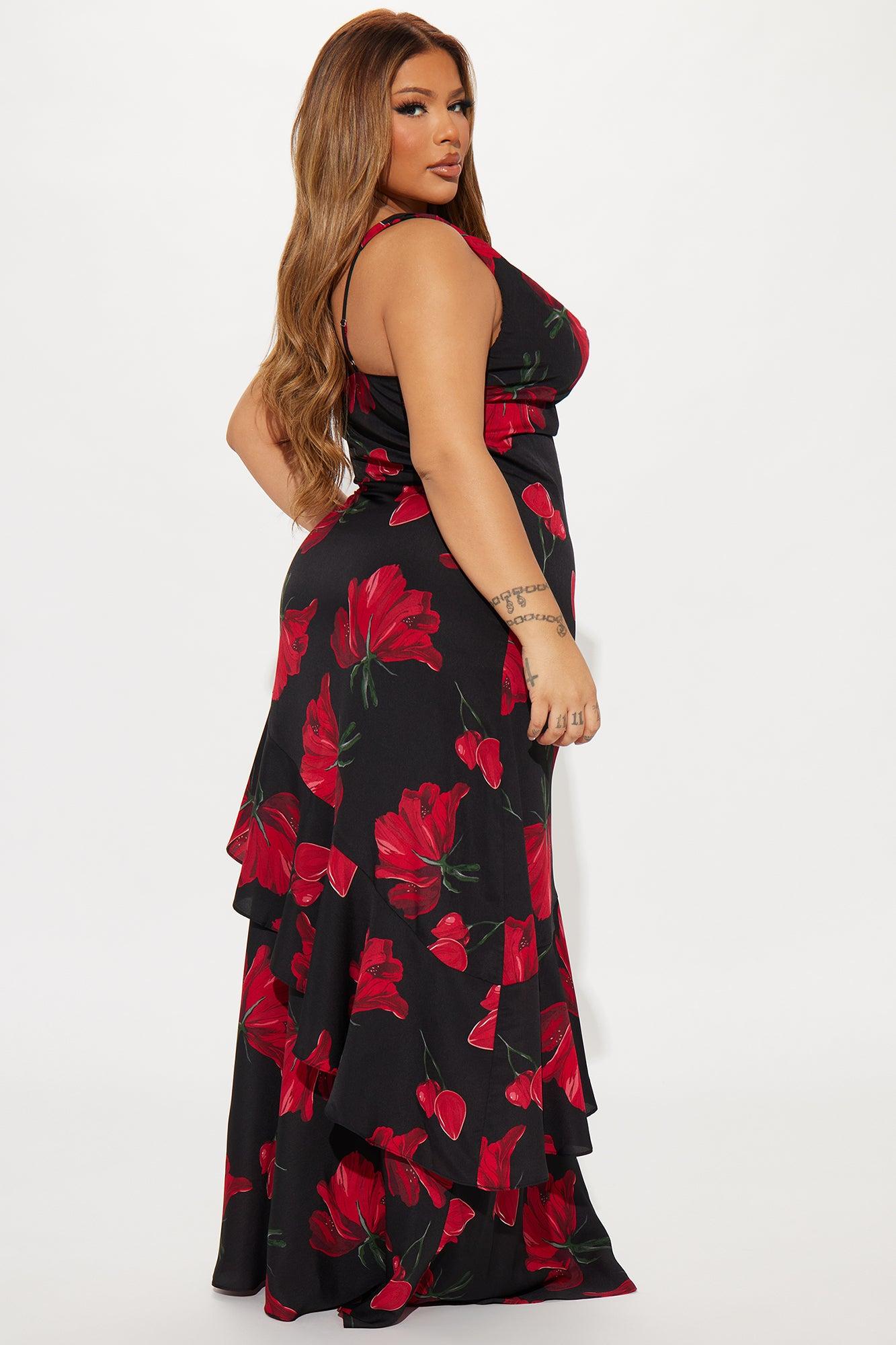Positano Floral Chiffon Maxi Dress - Black/combo Product Image
