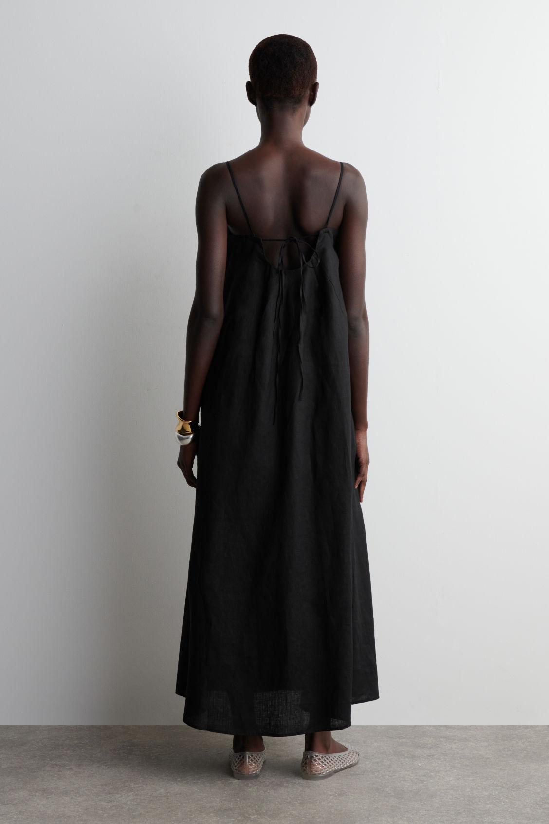 PLEATED LINEN MAXI DRESS Product Image