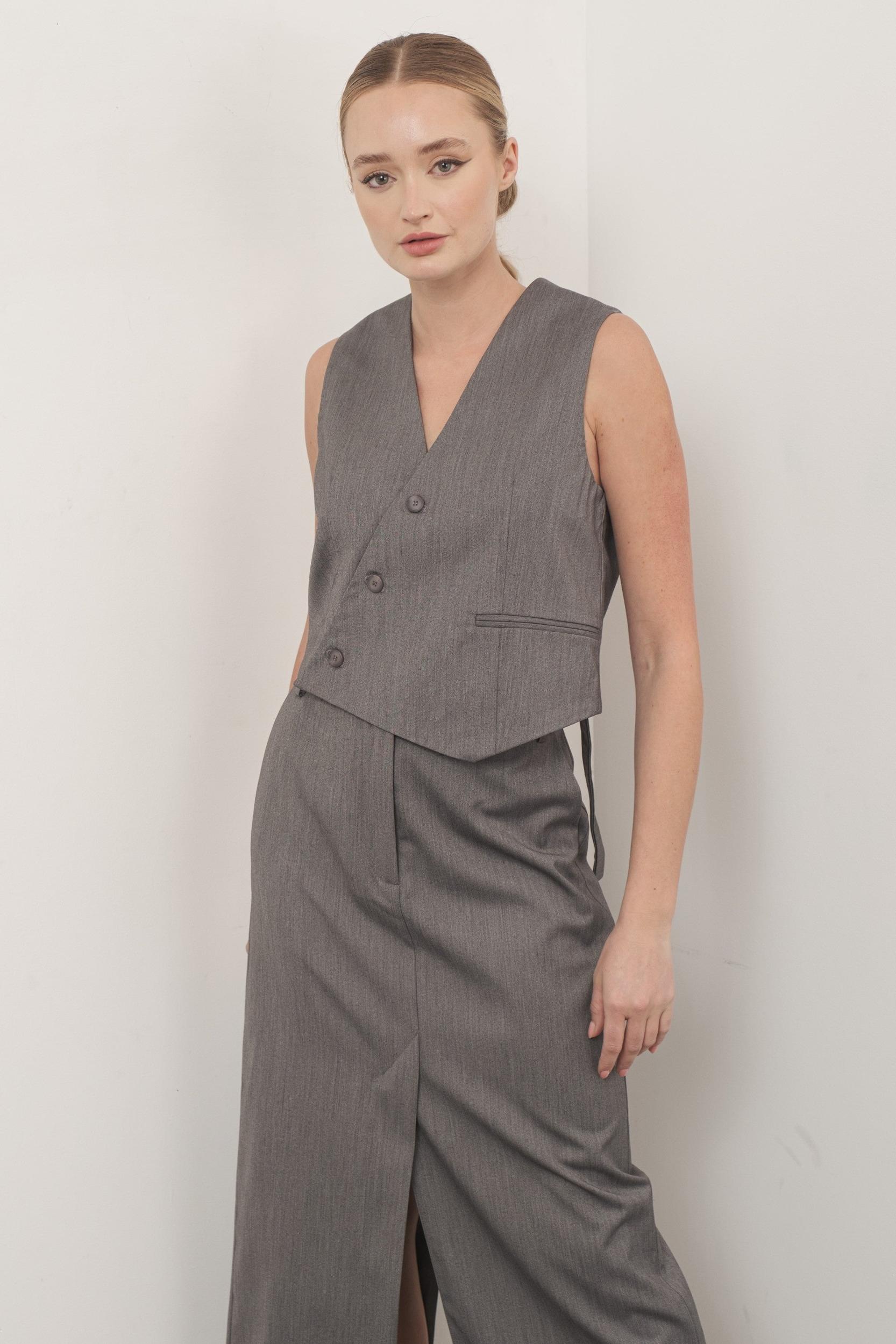 Asymmetrical Button Vest Product Image