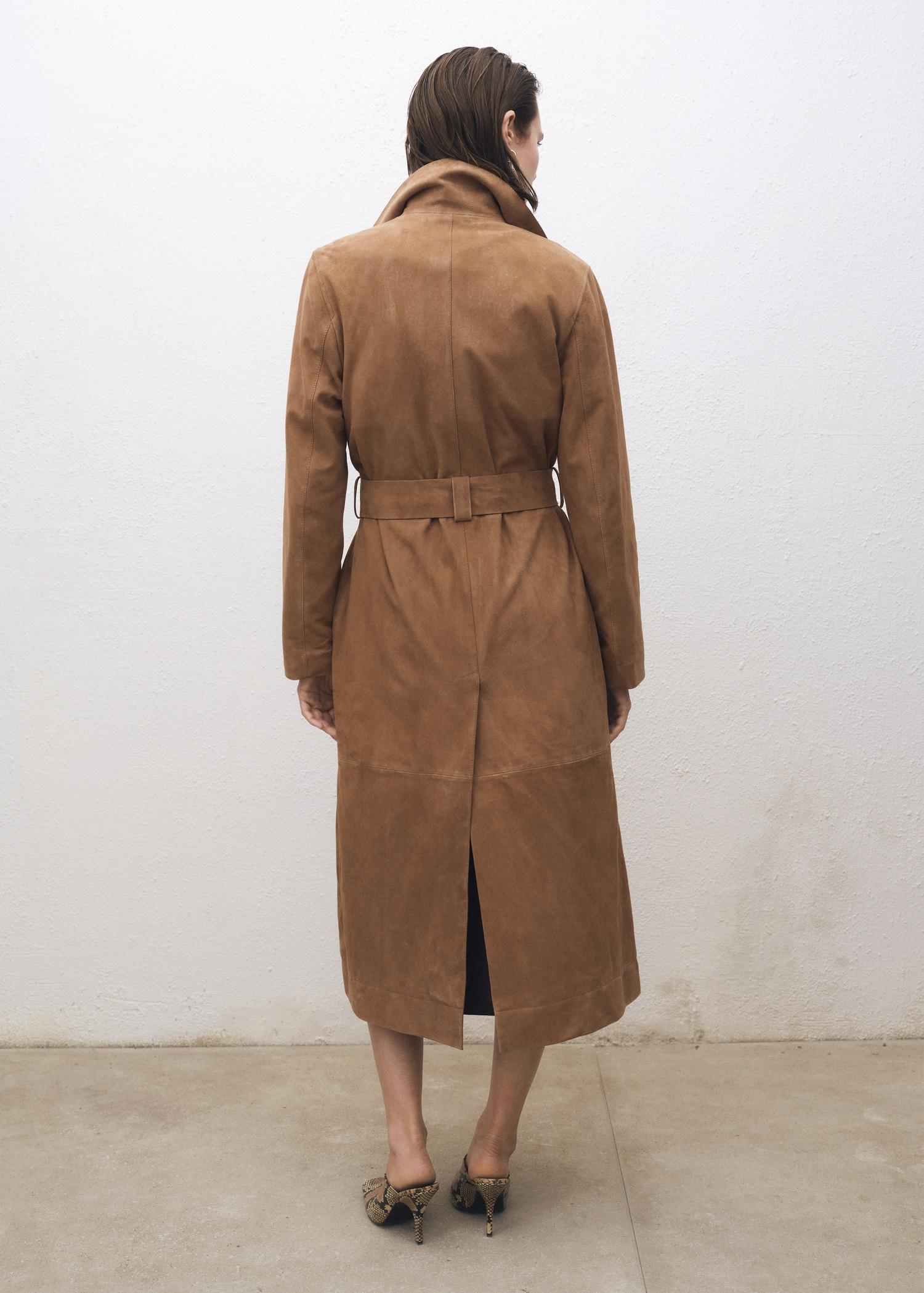 Belted suede trench coat - Women | MANGO USA Product Image