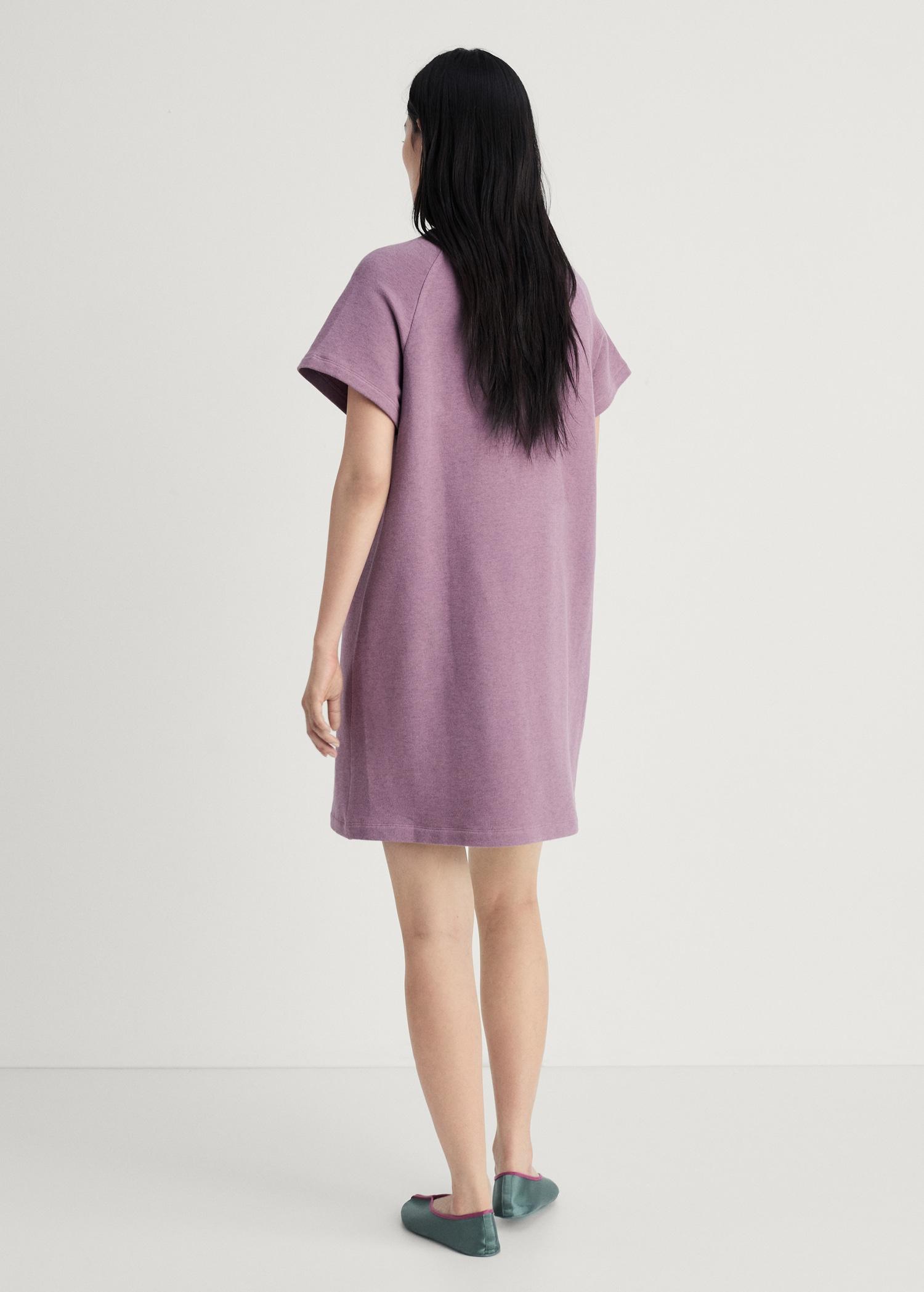 Heather fleece cotton nightgown - Women | MANGO USA Product Image