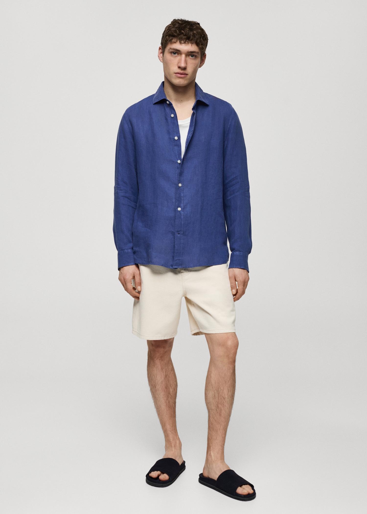Classic fit 100% linen shirt - Men | MANGO USA Product Image