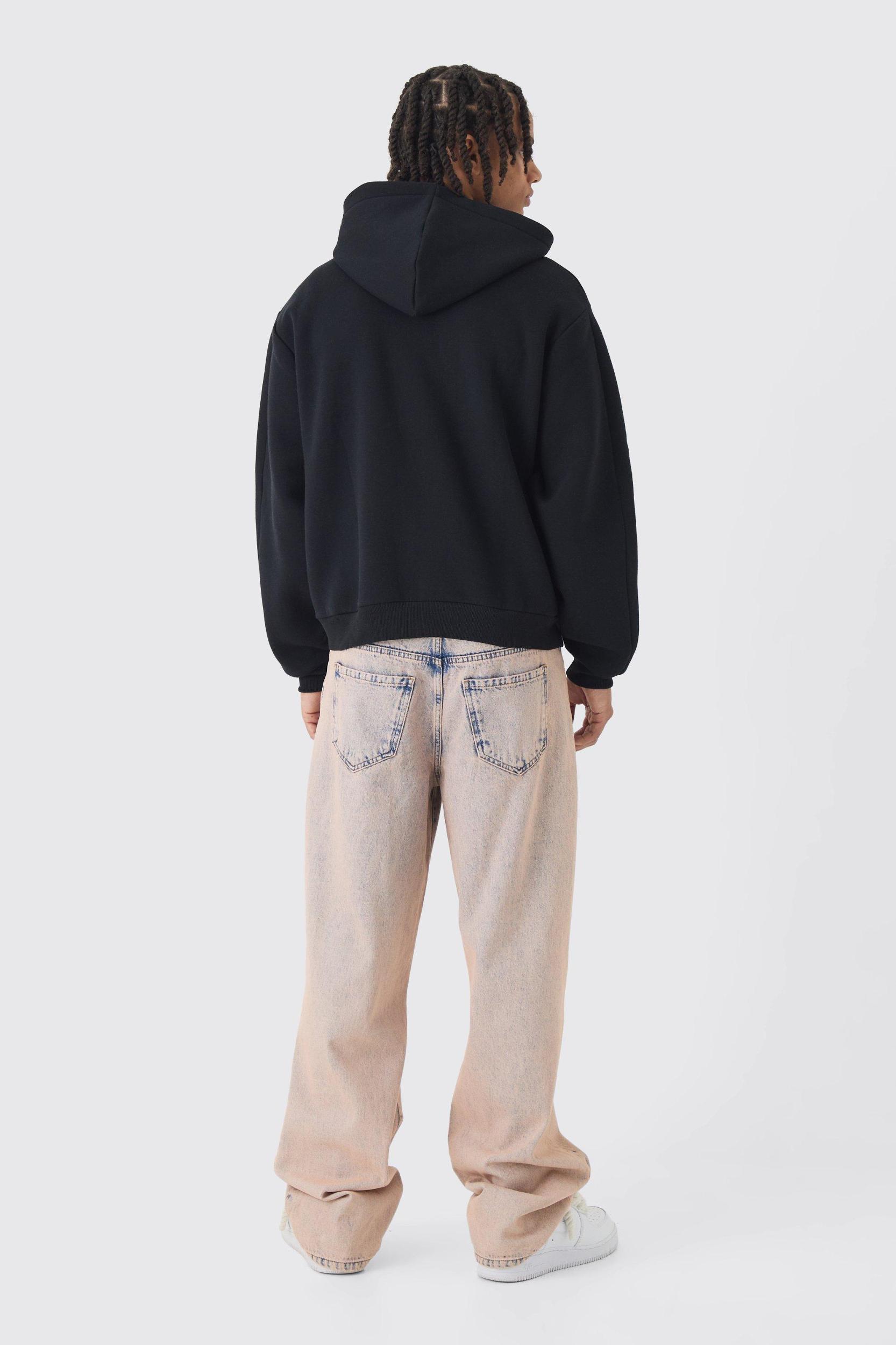 Oversized Boxy Star Printed Zip Through Hoodie | boohooMAN USA Product Image