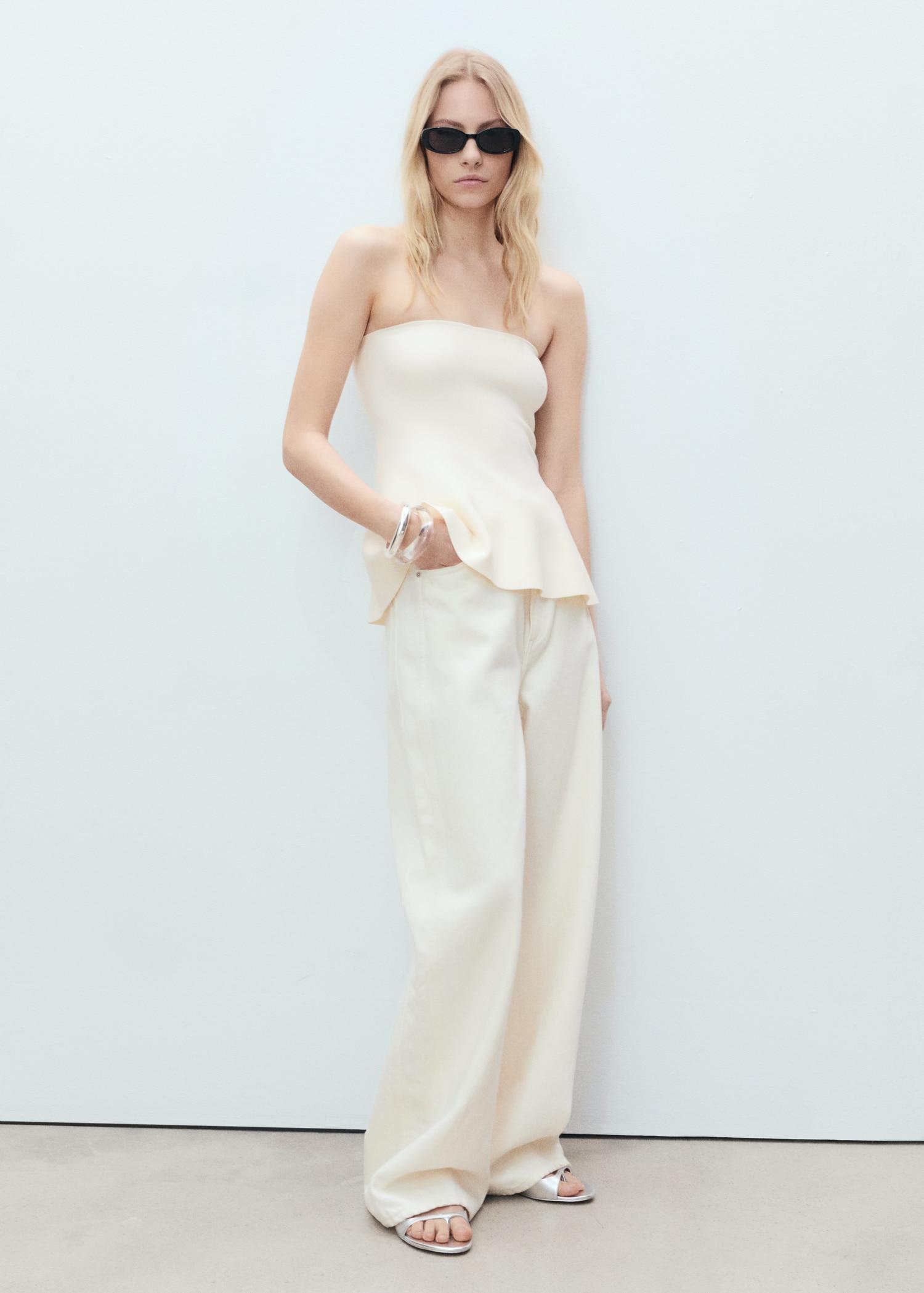 Strapless knitted top - Women | MANGO USA Product Image