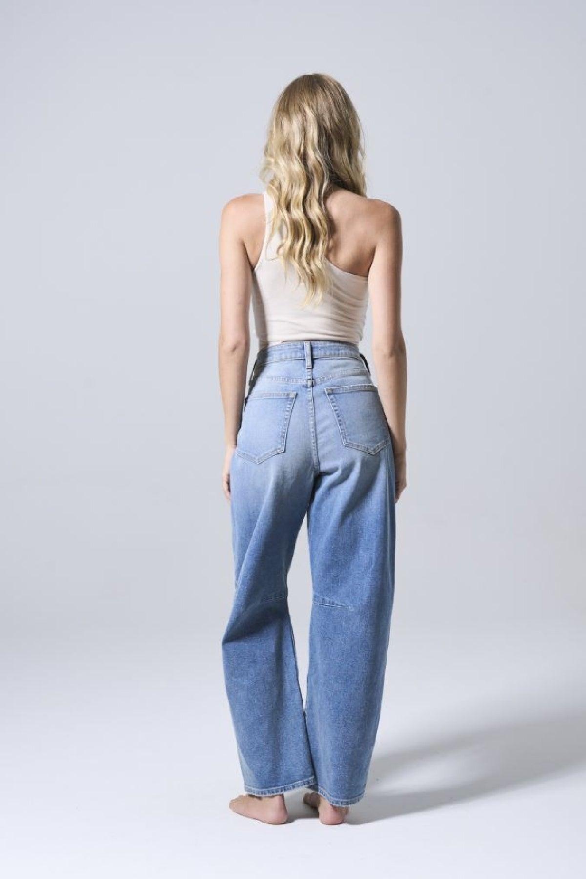 Medium Light Wash Wide Leg Barrel Jeans - FINAL SALE Product Image