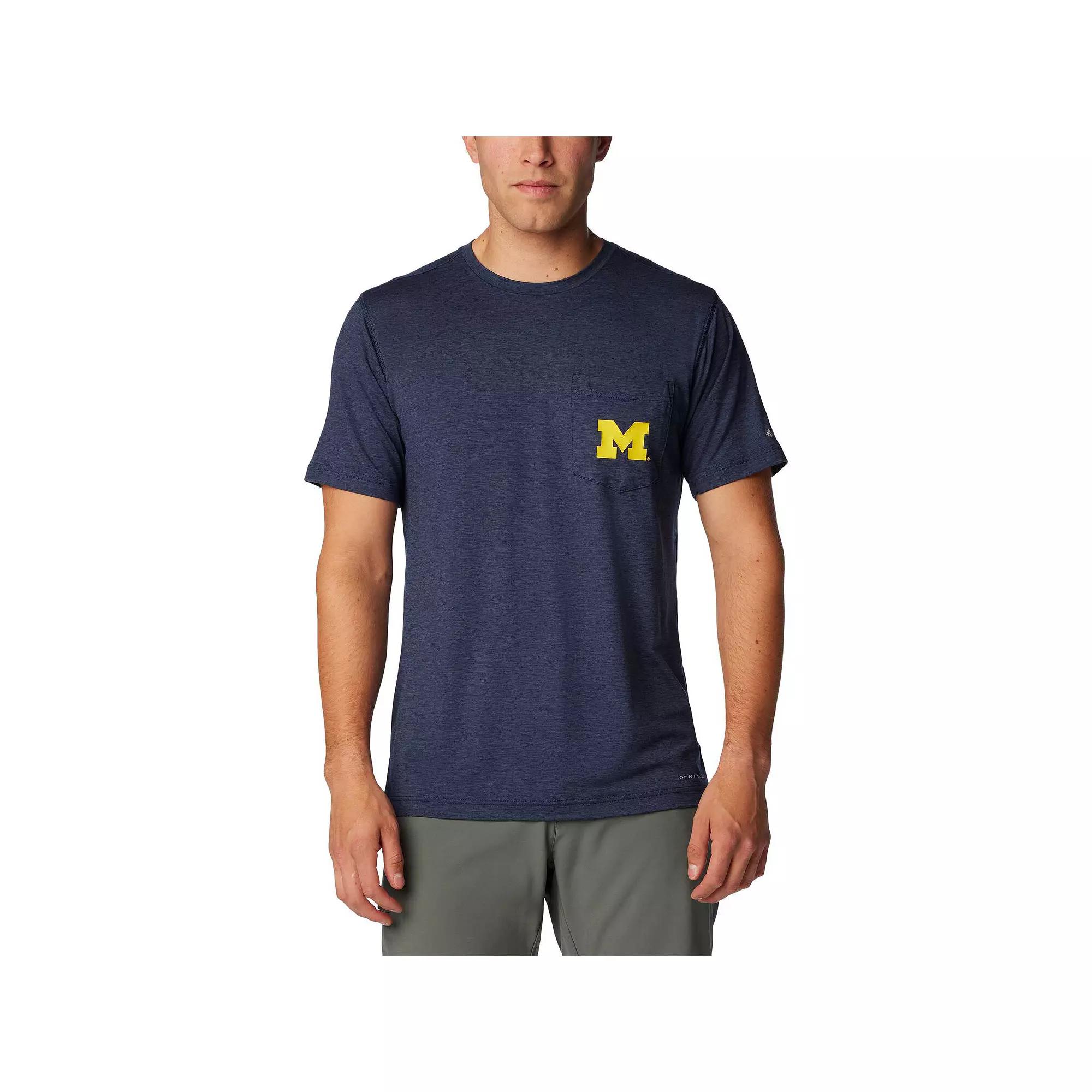 Columbia Men's Collegiate Tech Trail Short Sleeve Shirt - Michigan- Product Image