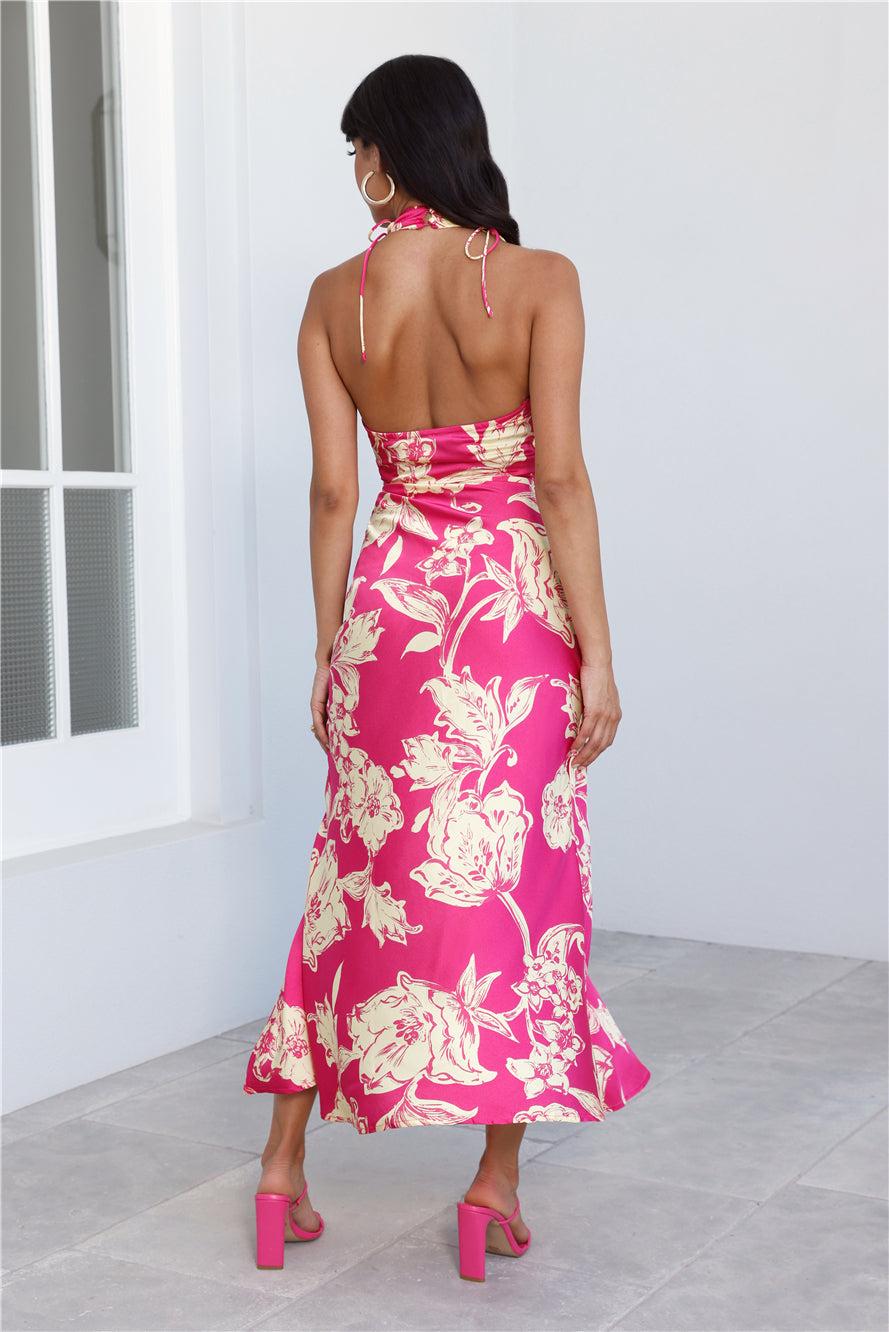 Luxe Launch Halter Maxi Dress Pink Product Image