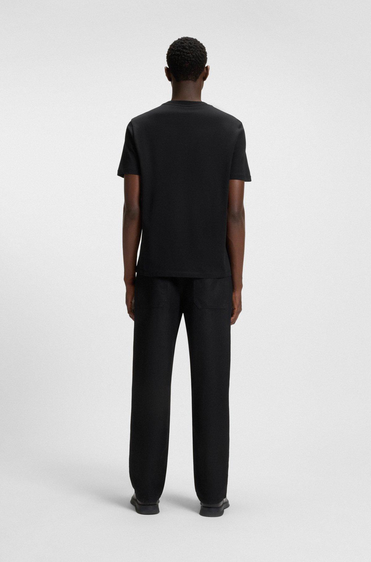 HUGO - Cotton jersey T-shirt with mixed-print logo - Black Product Image