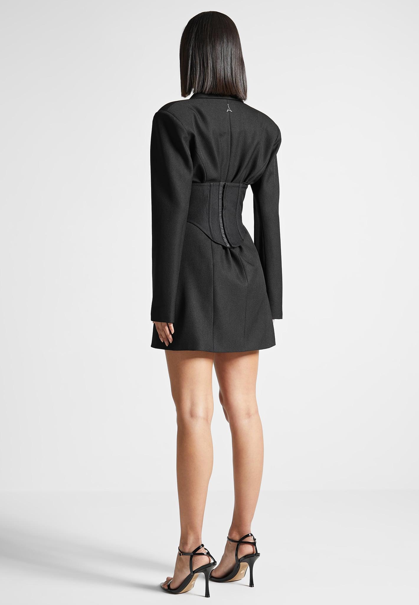 Tailored Blazer Dress with Reversible Corset - Black Female Product Image