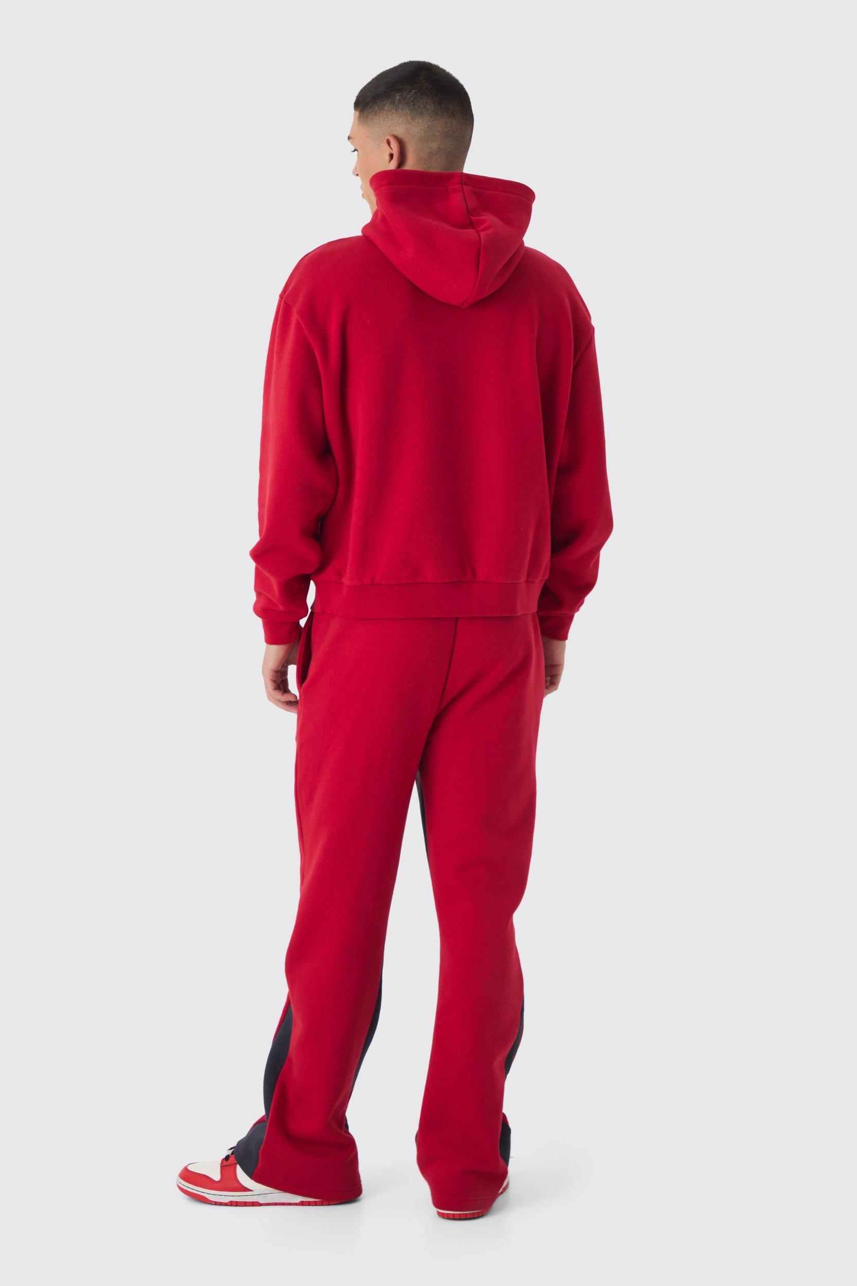 Oversized Boxy Man Paint Splatter Gusset Hooded Tracksuit | boohooMAN USA Product Image