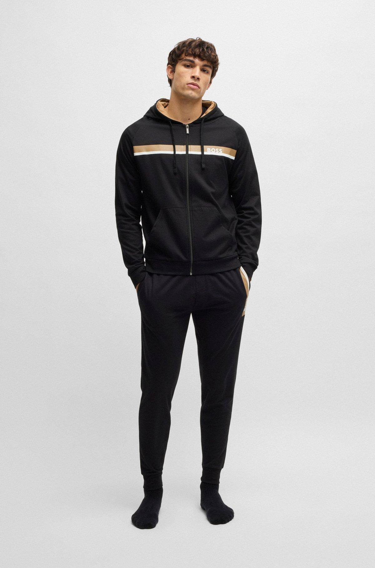 Cotton-terry tracksuit bottoms with stripe print Product Image