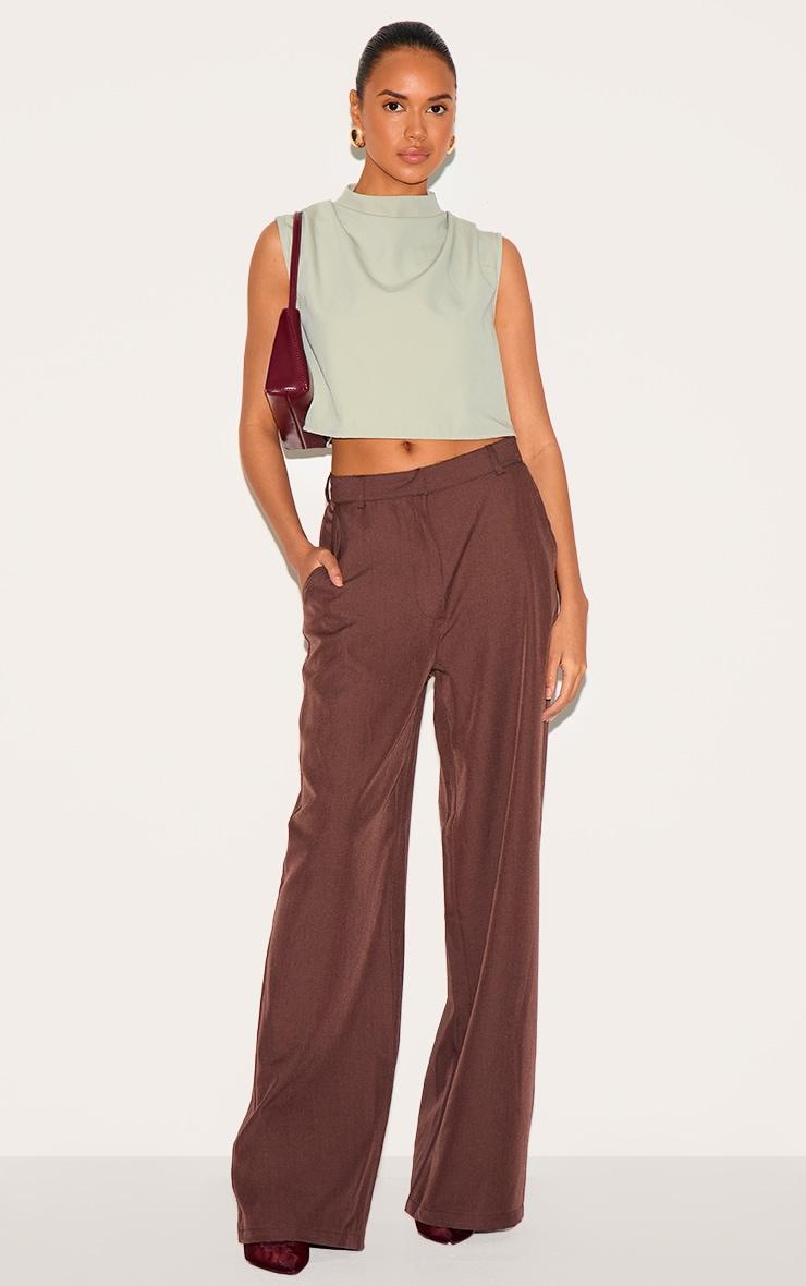 Sage Woven Pleated Boxy Top Product Image