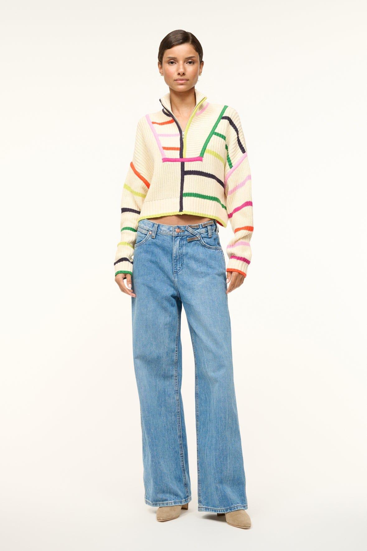 CROPPED HAMPTON SWEATER | CREAM RAINBOW MULTI Product Image