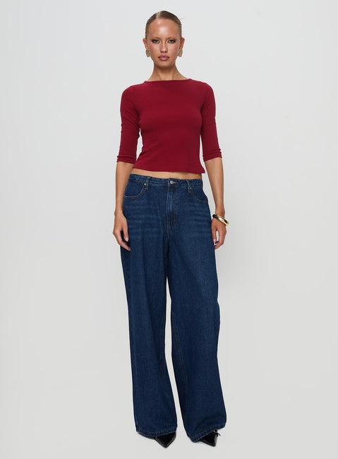 Elaia 3/4 Sleeve Top Red Product Image