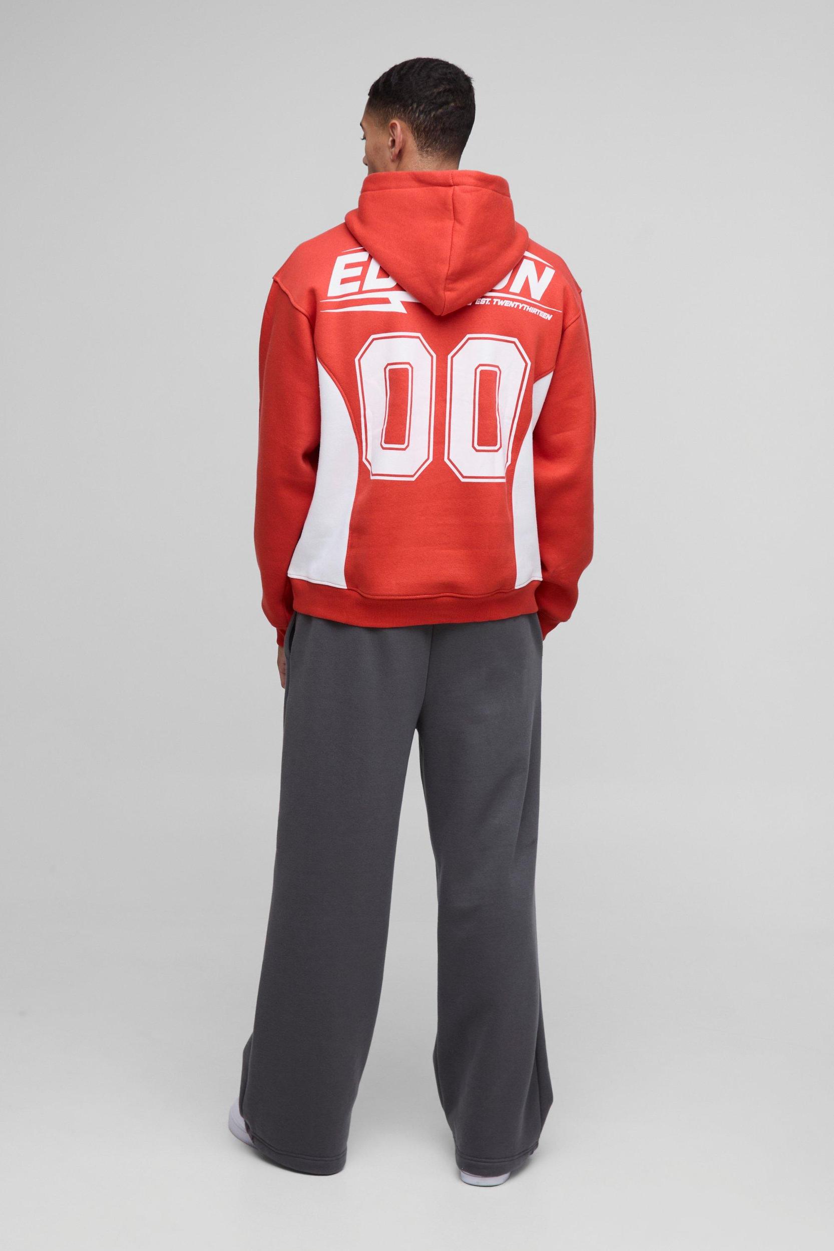 Oversized Moto Cut and Sew Panel Hoodie | boohooMAN USA Product Image