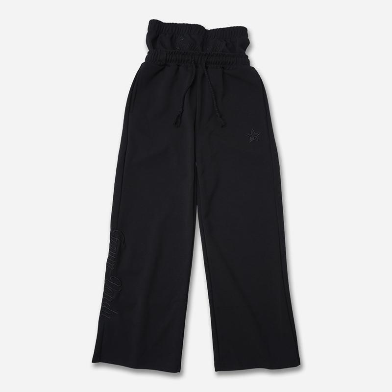 Hiphop Double Waistband Design With Star Embroidery Sweatpants Product Image