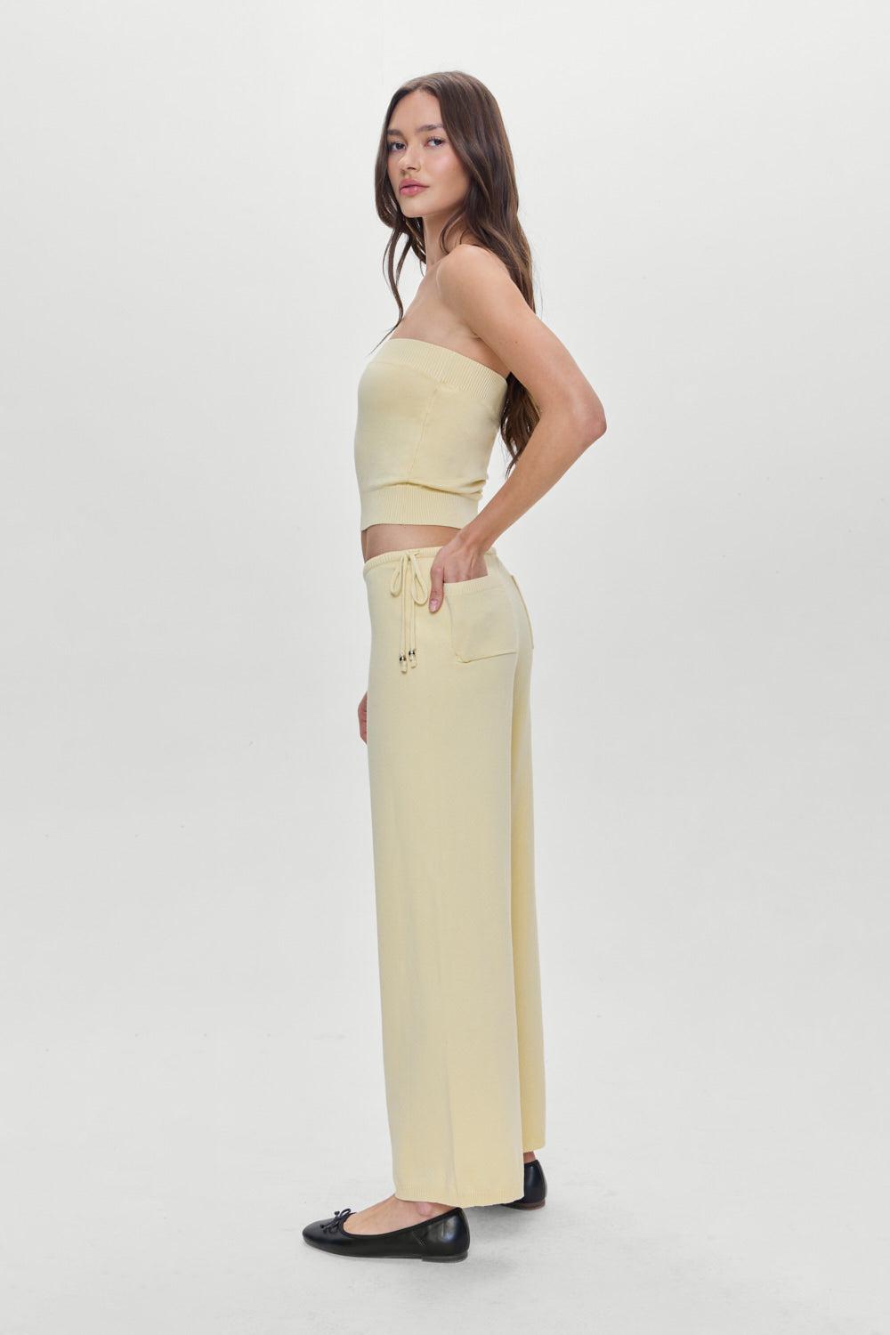 Destiny Knit Strapless Shirt - Buttercup Product Image