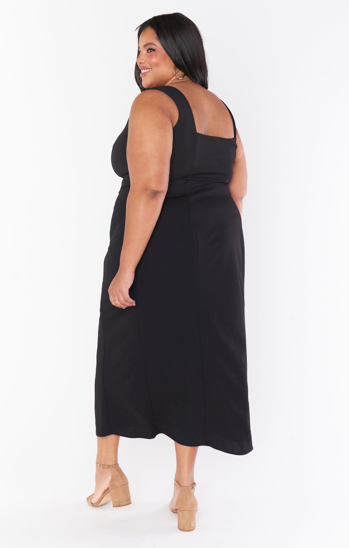 Eden Midi Dress ~ Black Stretch Product Image