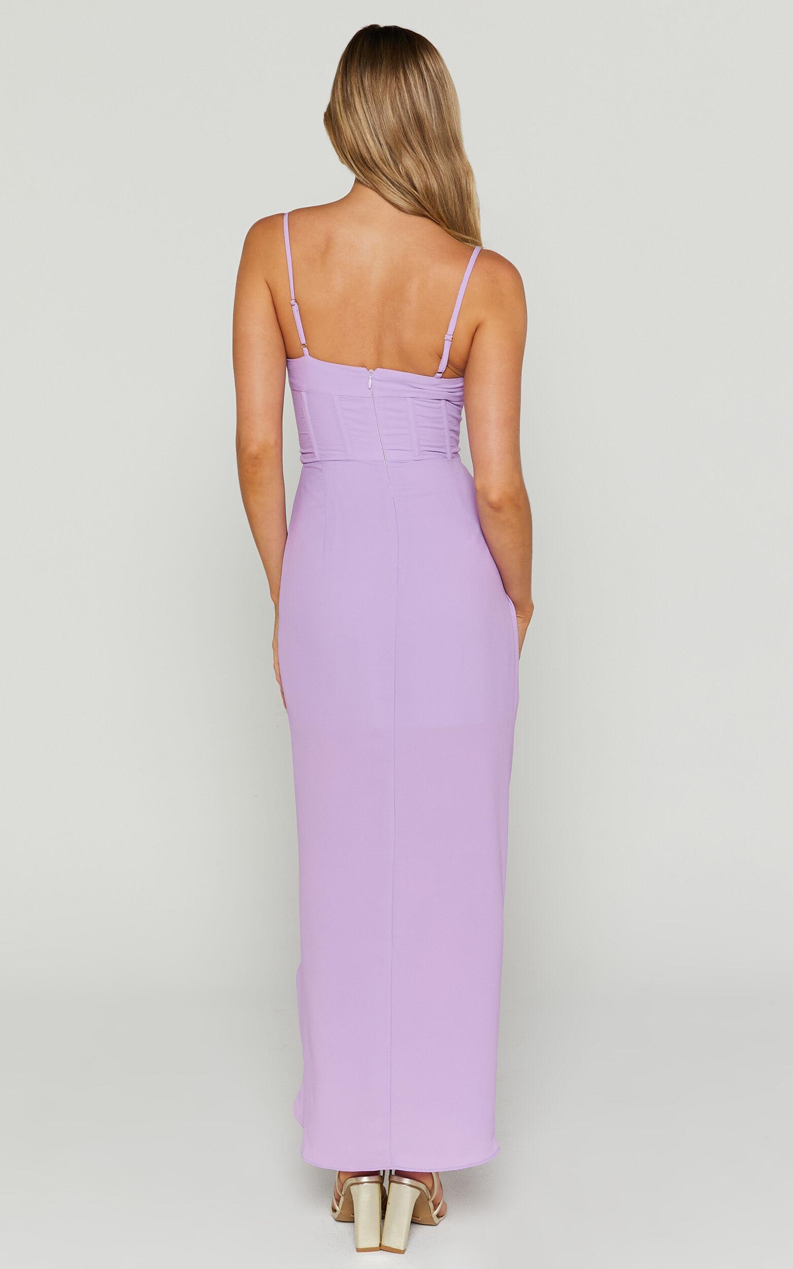 Andrina Midi Dress - High Low Wrap Corset Dress in Lilac Product Image