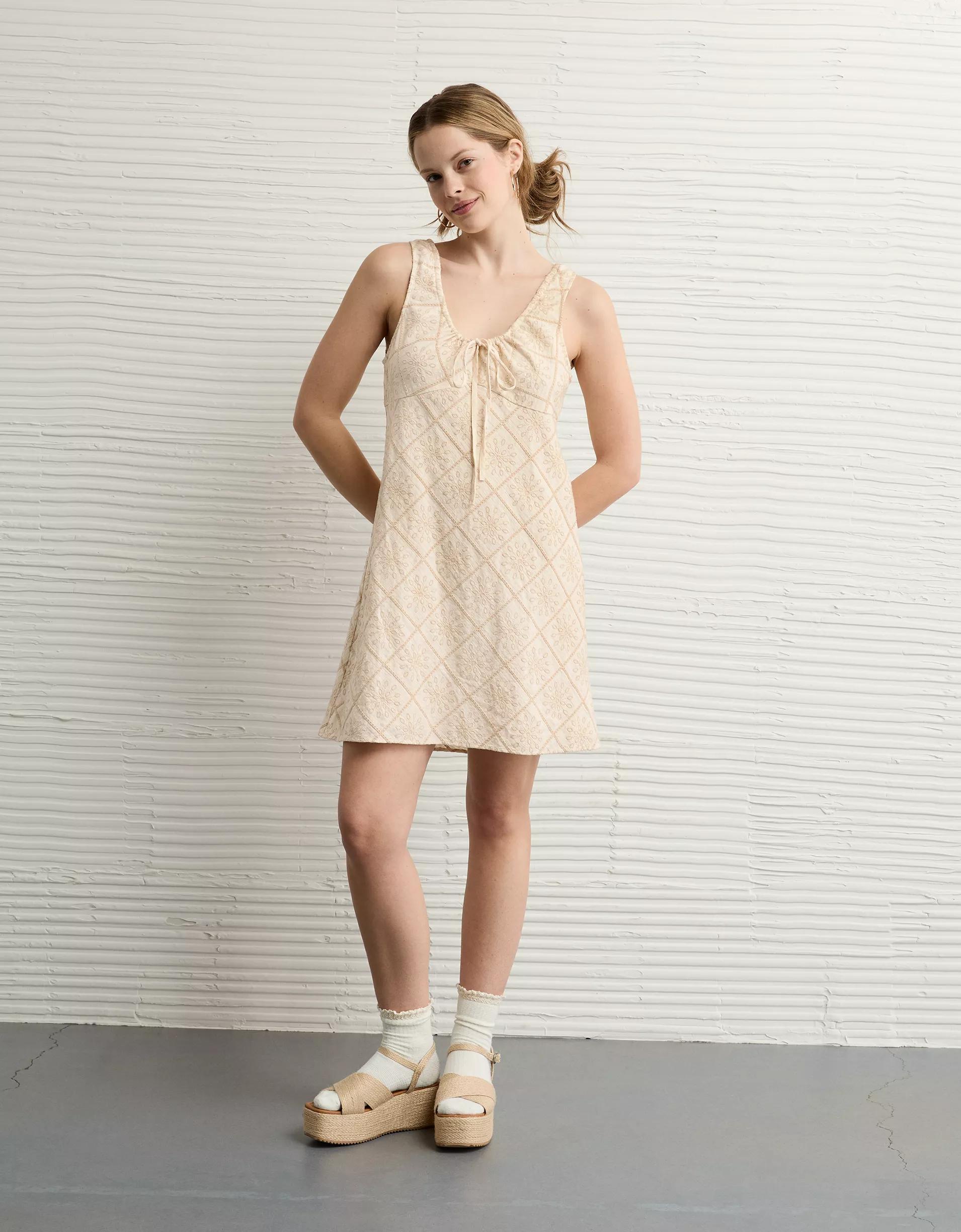 AE Tie Front Eyelet Mini Dress Product Image