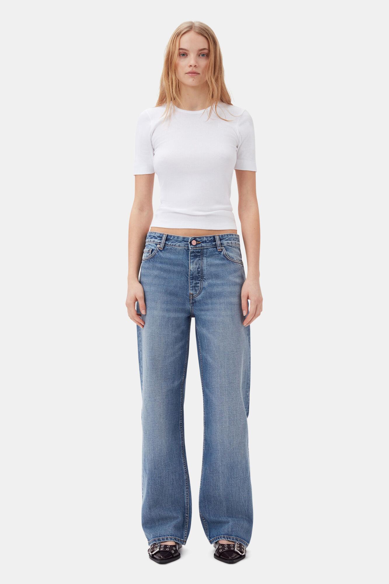 White Soft Cotton Rib Short Sleeve T-Shirt Product Image