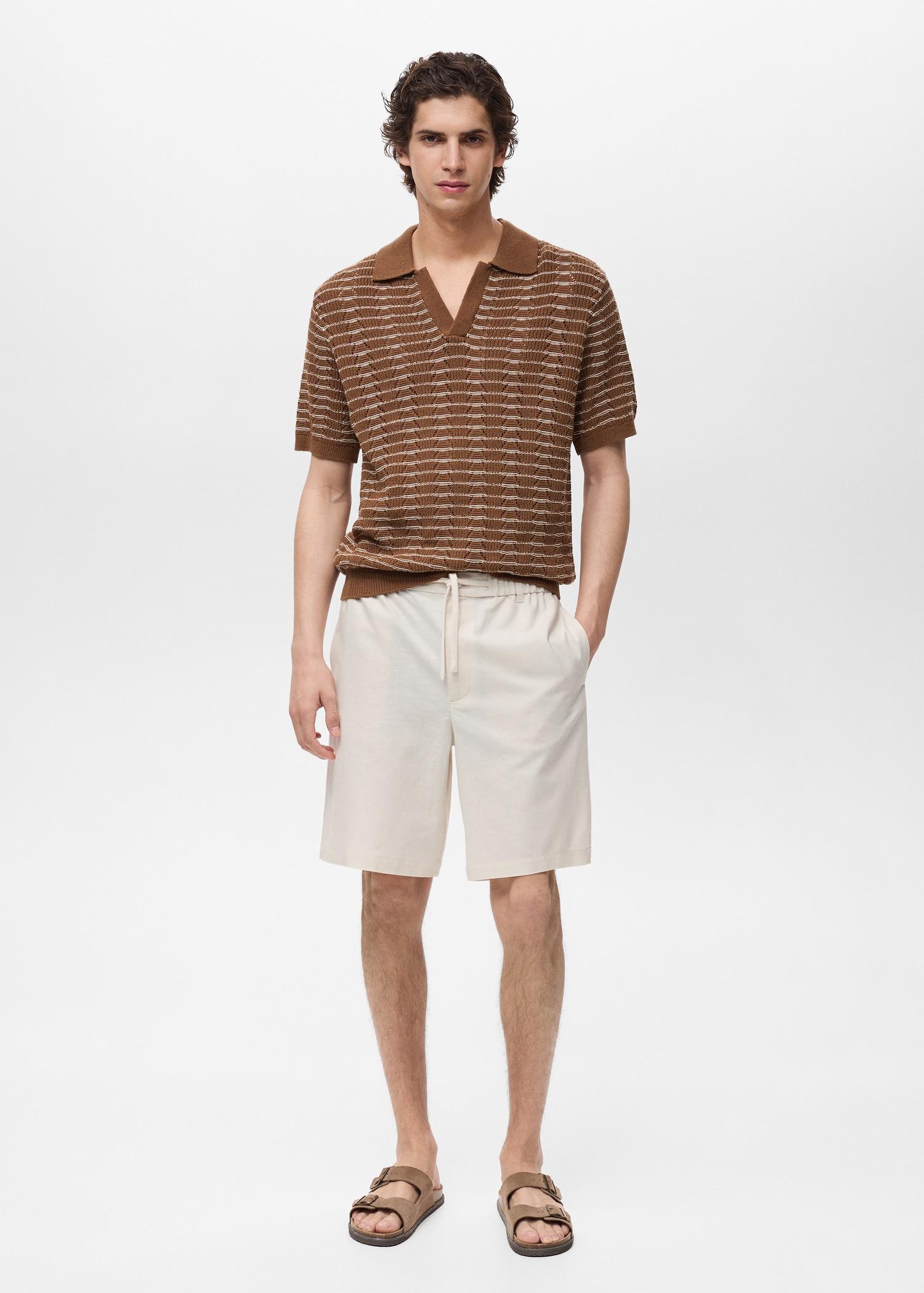 Cotton-linen blend bermuda shorts - Men | MANGO USA Product Image