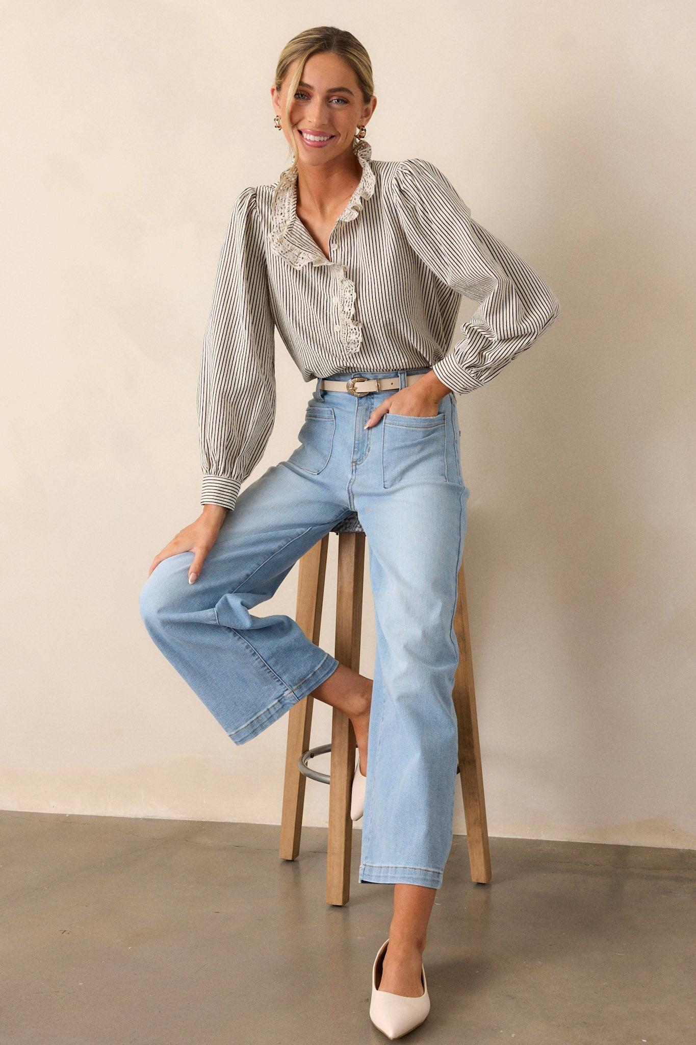 Seraphic Melody Light Wash Wide Leg Jeans Product Image