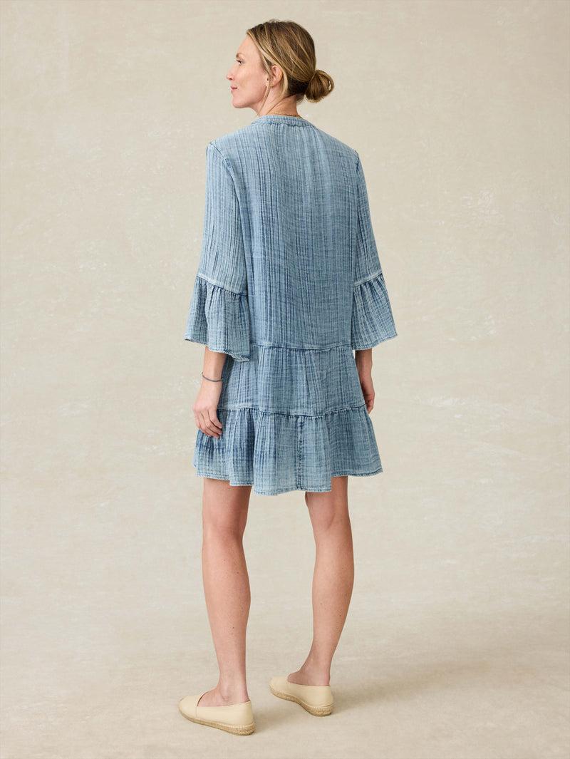 Dune Cotton Gauze Kasey Dress - Light Indigo Wash Product Image