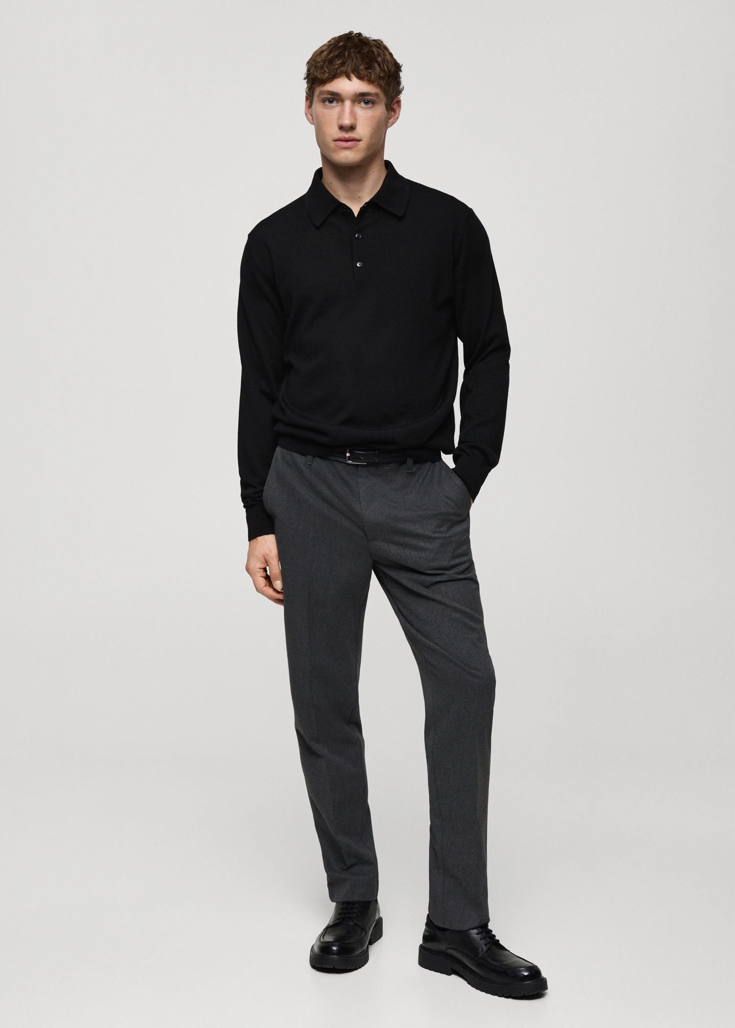 100% merino wool polo sweater - Men | MANGO USA Product Image