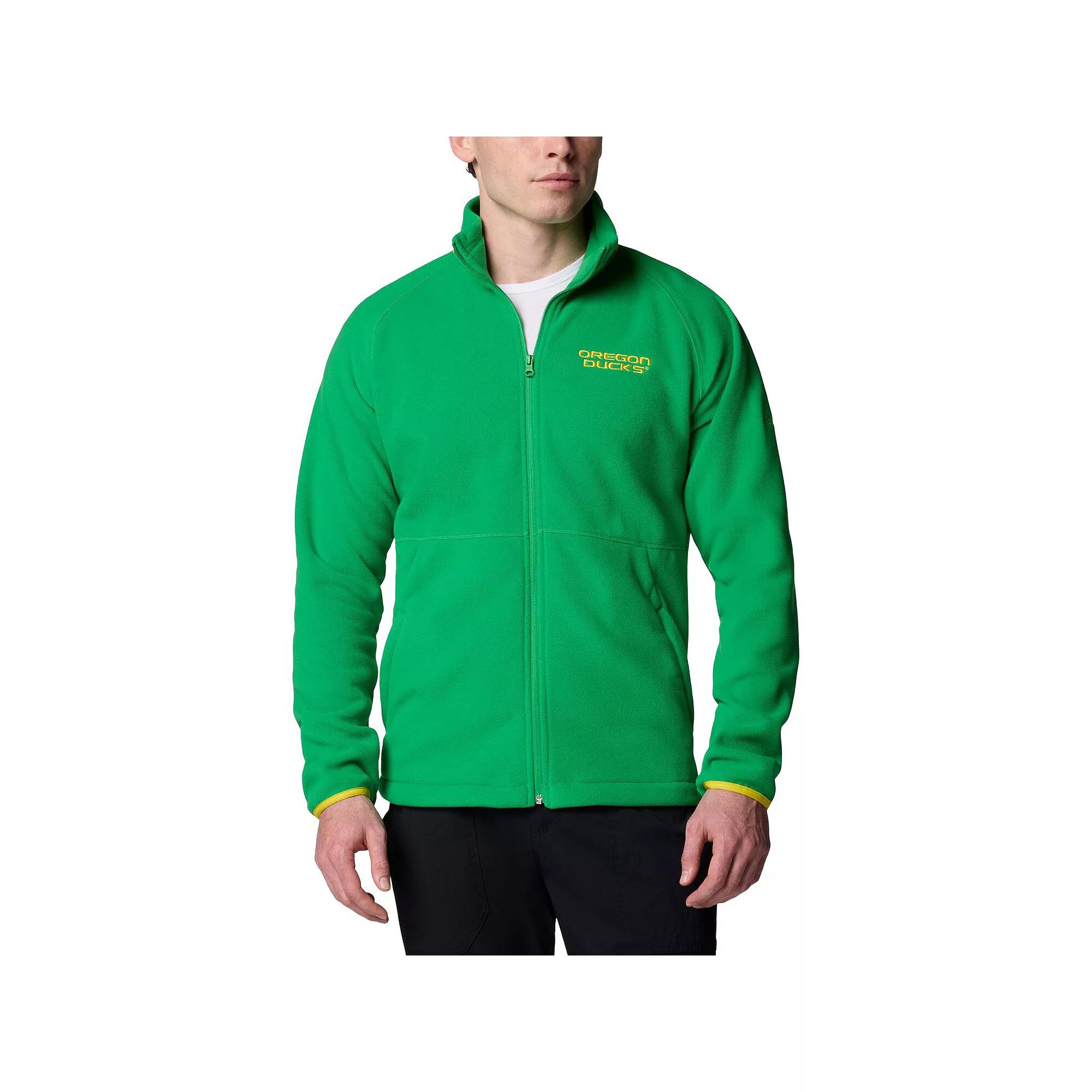 Men's Columbia  Green Oregon Ducks Flanker IV Fleece Raglan Full-Zip Jacket, Size: XL Product Image