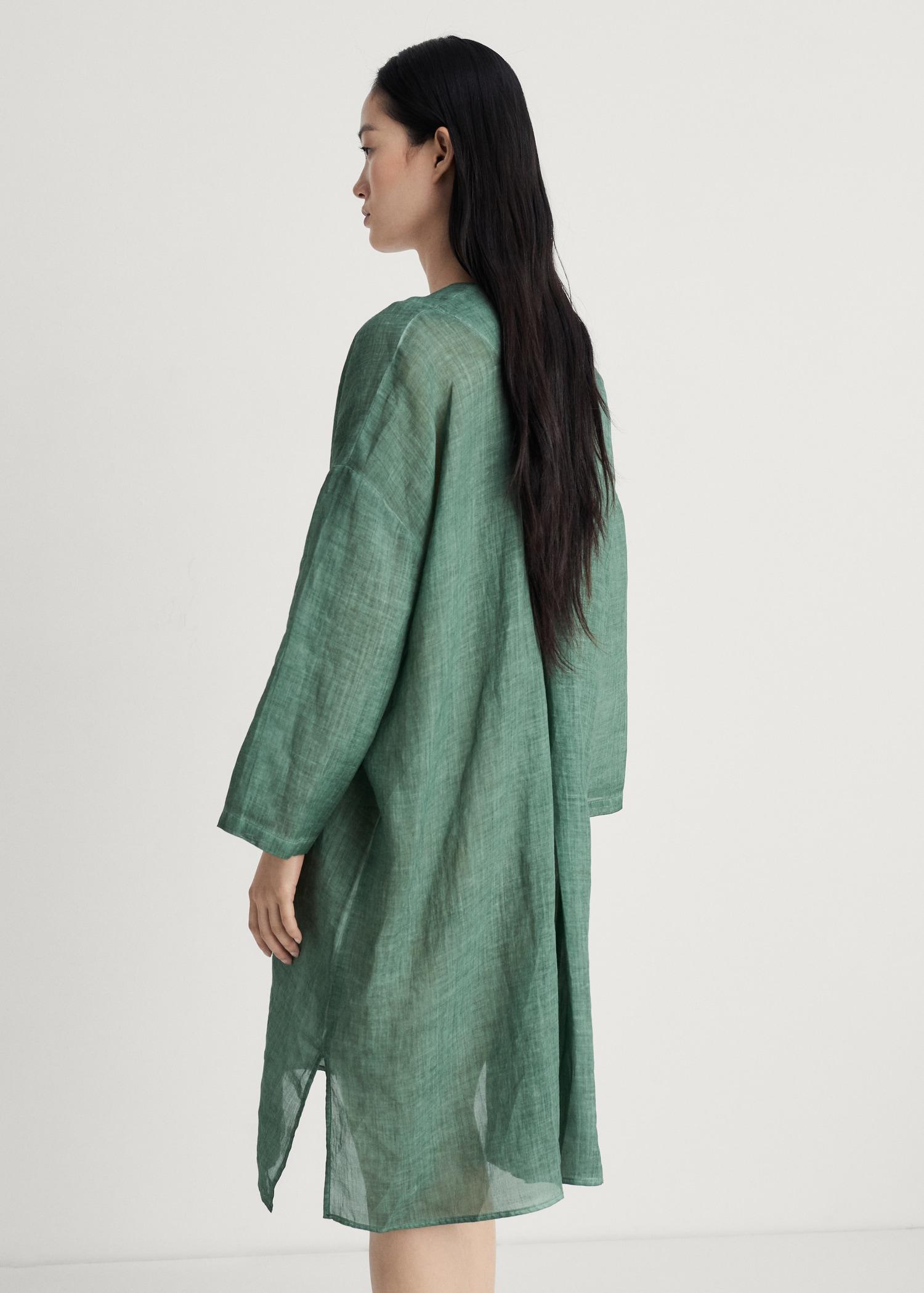 Ramie caftan with overdyed design - Women | MANGO USA Product Image