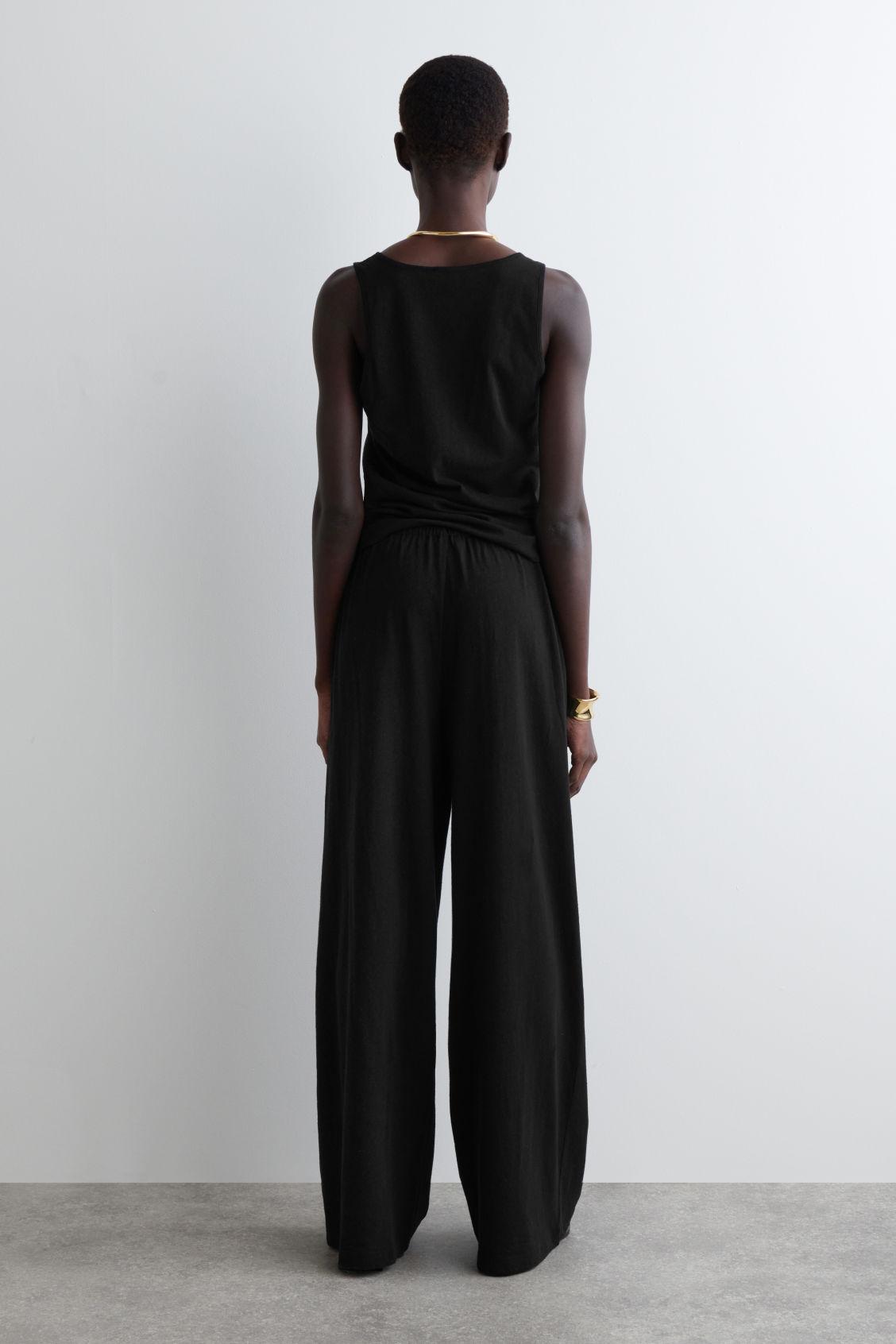 COTTON-LINEN WIDE-LEG TROUSERS Product Image