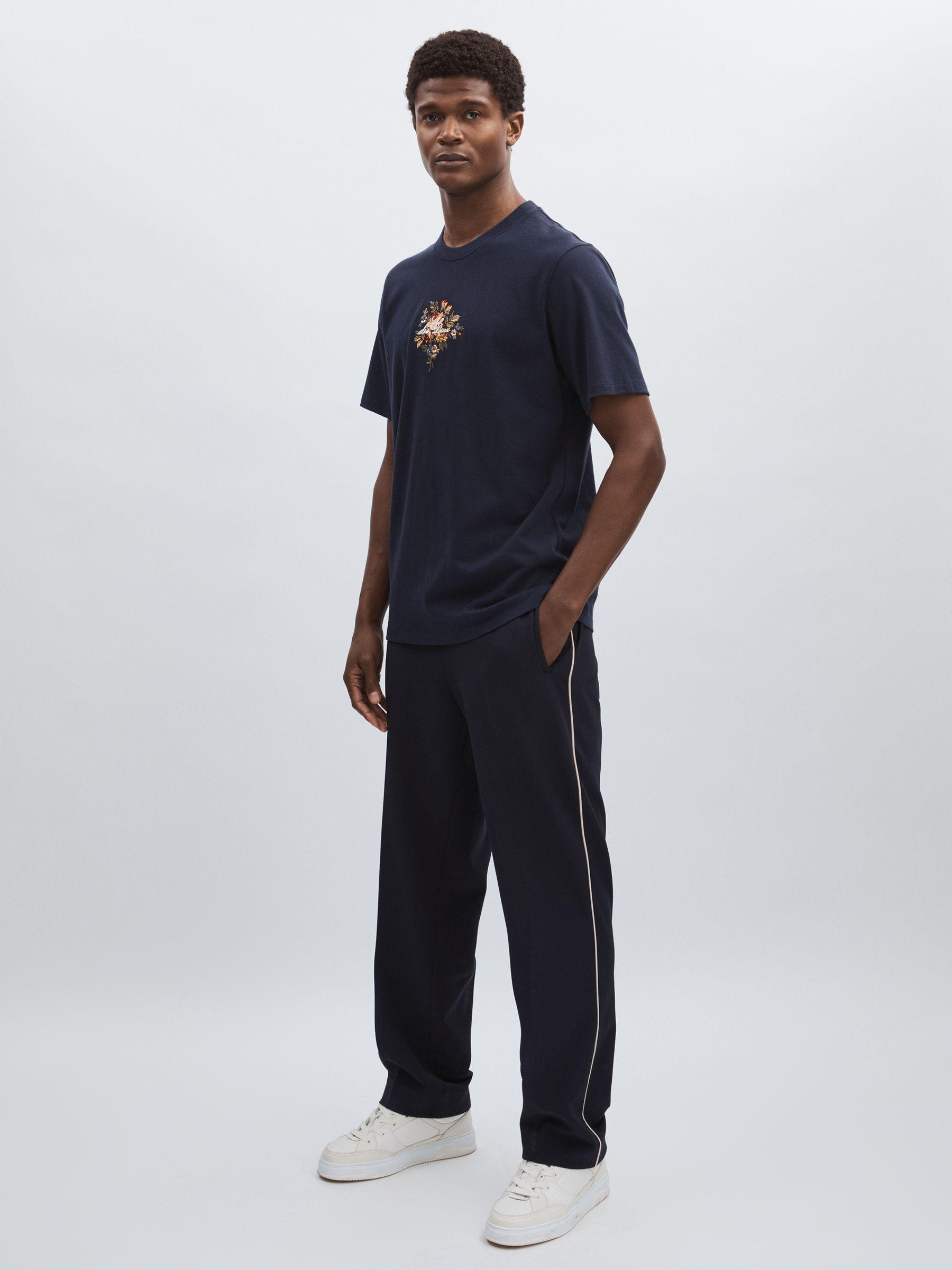 Organic-Cotton Embroidered Logo T-Shirt in Navy Product Image