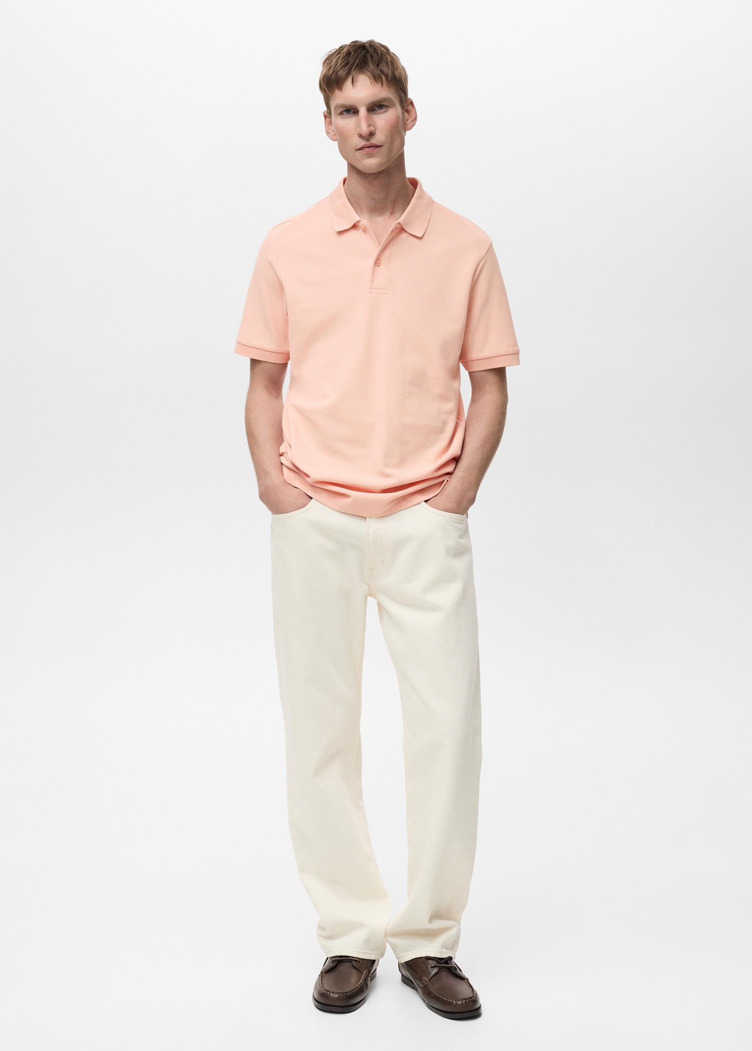 Regular-fit cotton piqué polo shirt - Men | MANGO USA Product Image